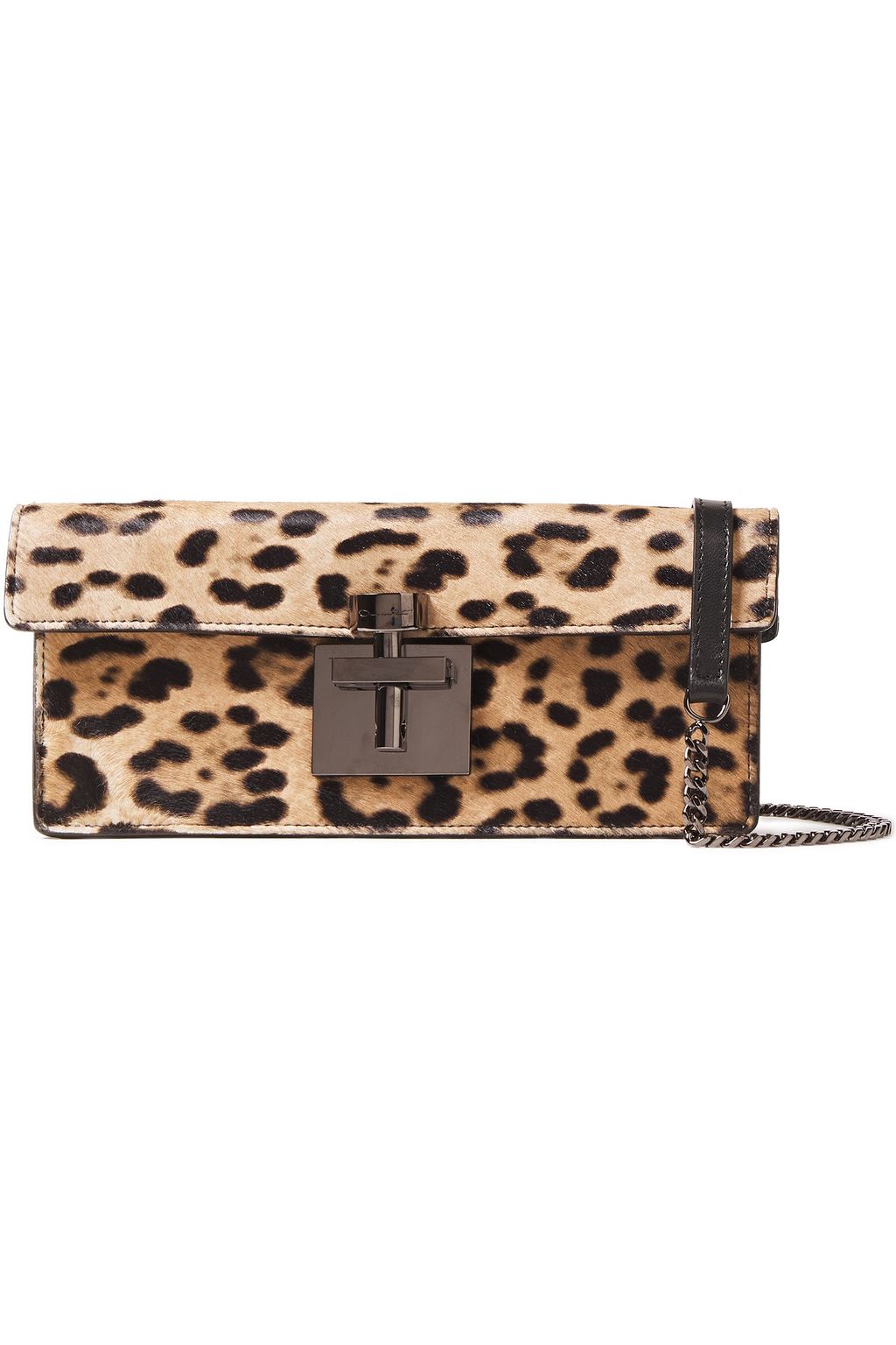 calf hair leopard clutch