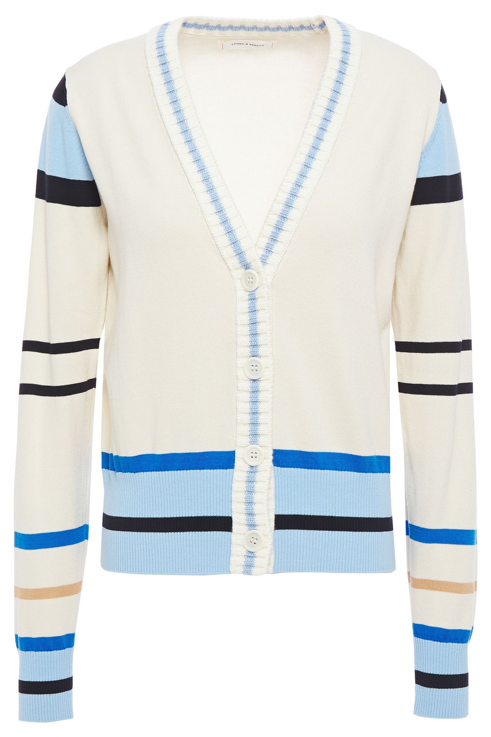 Chinti & Parker Woman Striped Cotton Cardigan Cream Size M