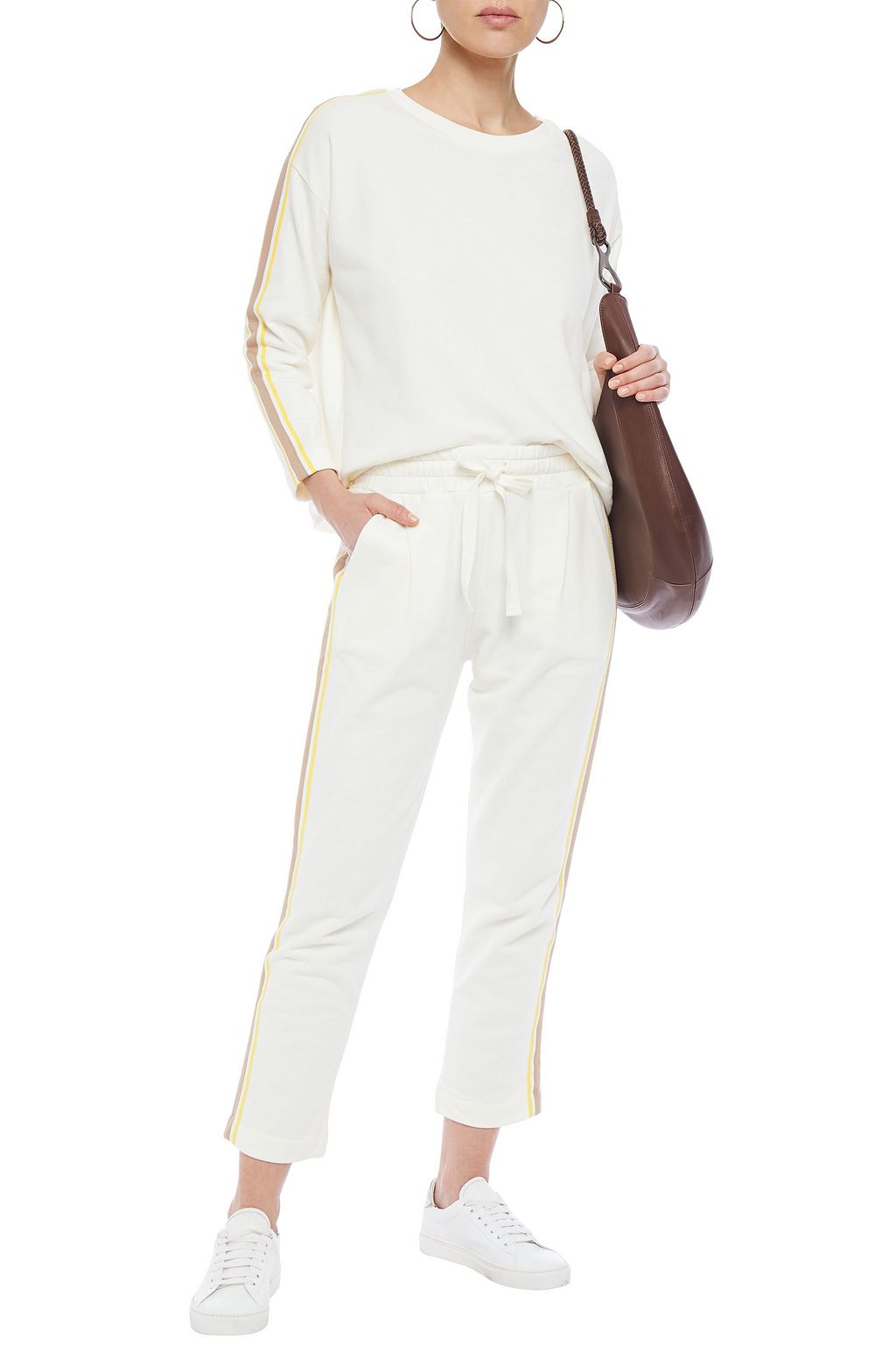 CHINTI & PARKER Striped cotton-terry track pants