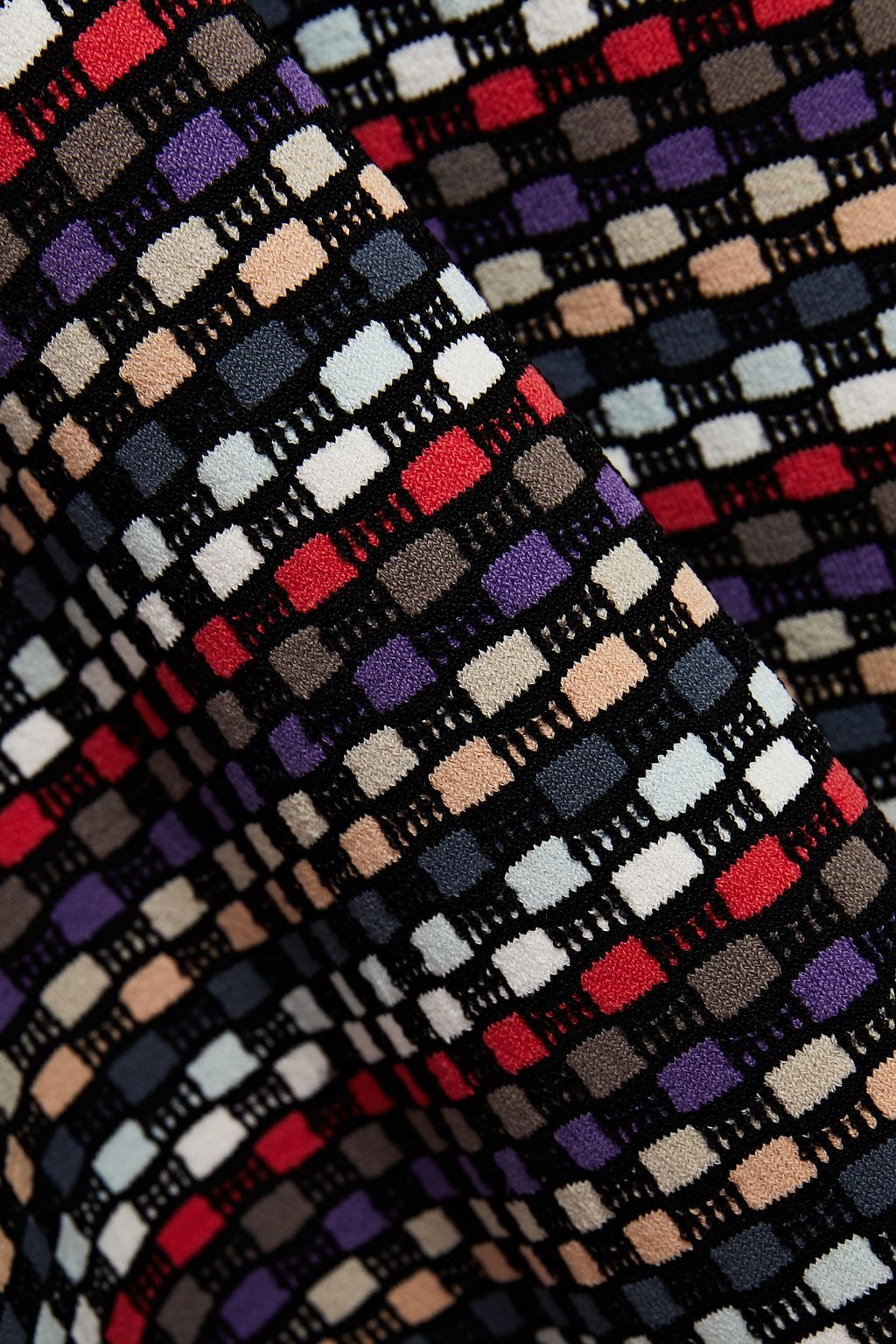 GIORGIO ARMANI Paneled intarsia and ribbed-knit midi dress