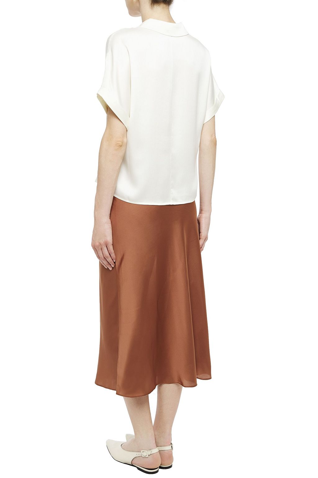 IRIS & INK Elizabeth satin midi skirt
