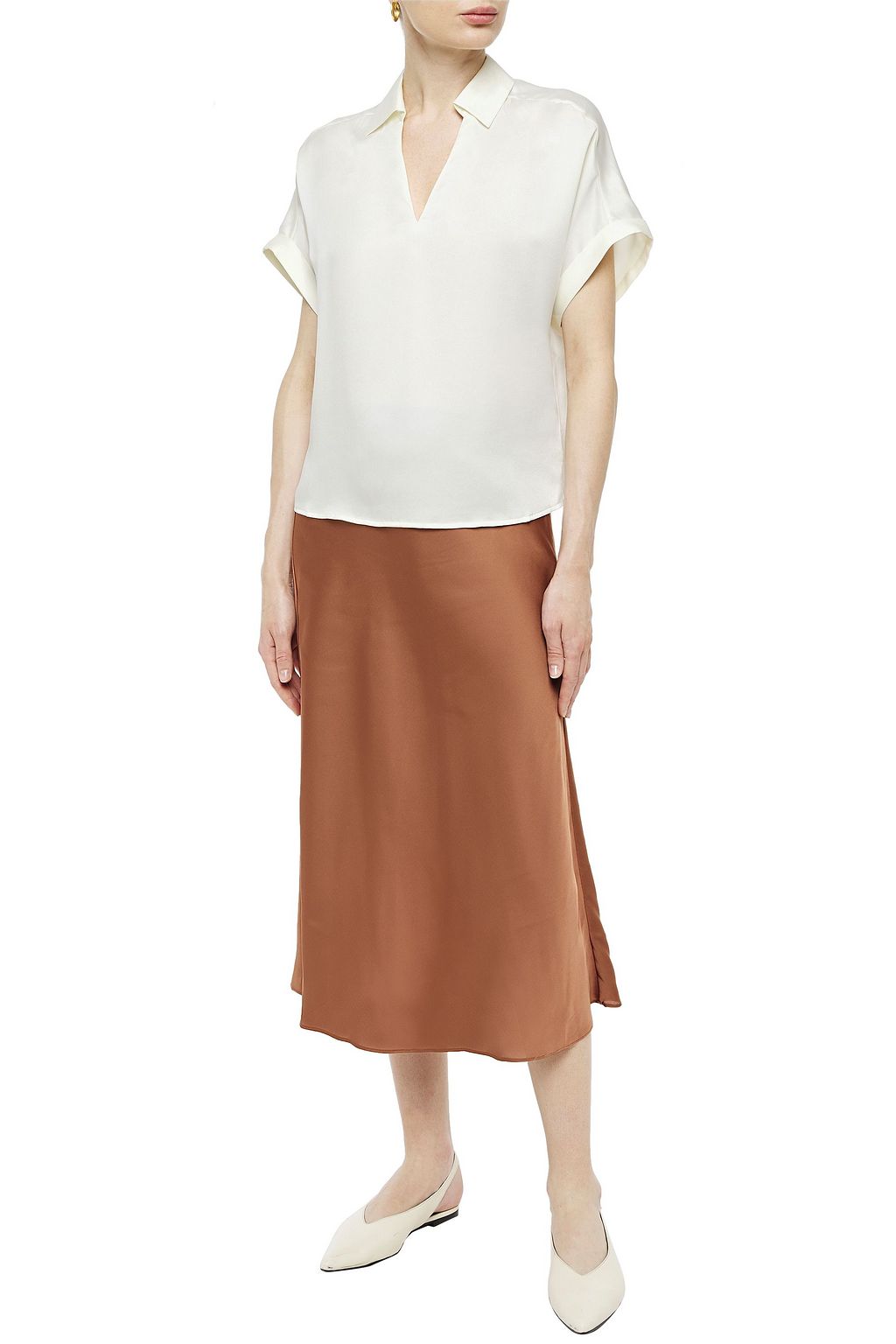 IRIS & INK Elizabeth satin midi skirt