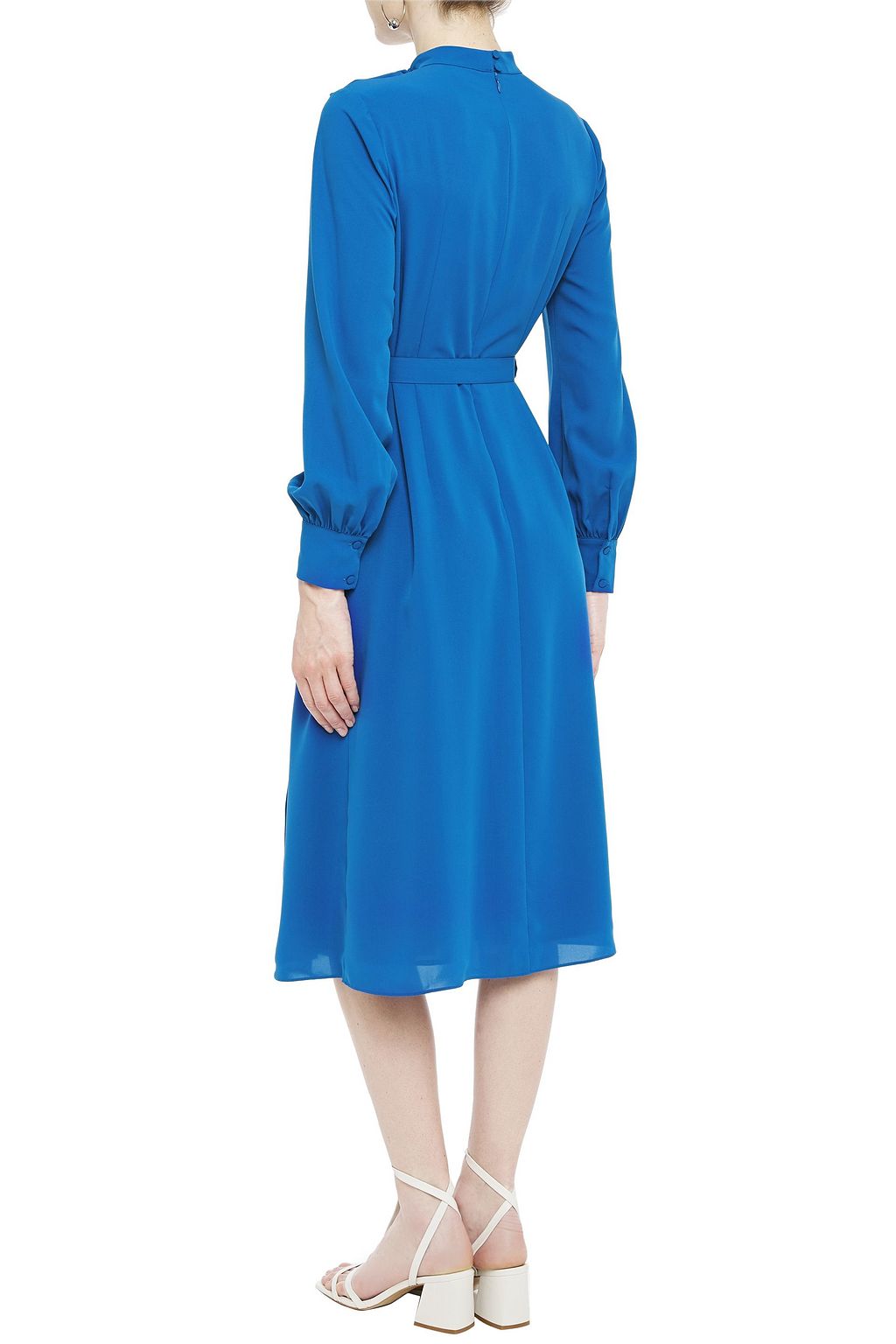 IRIS & INK Alice belted pleated crepe midi dress