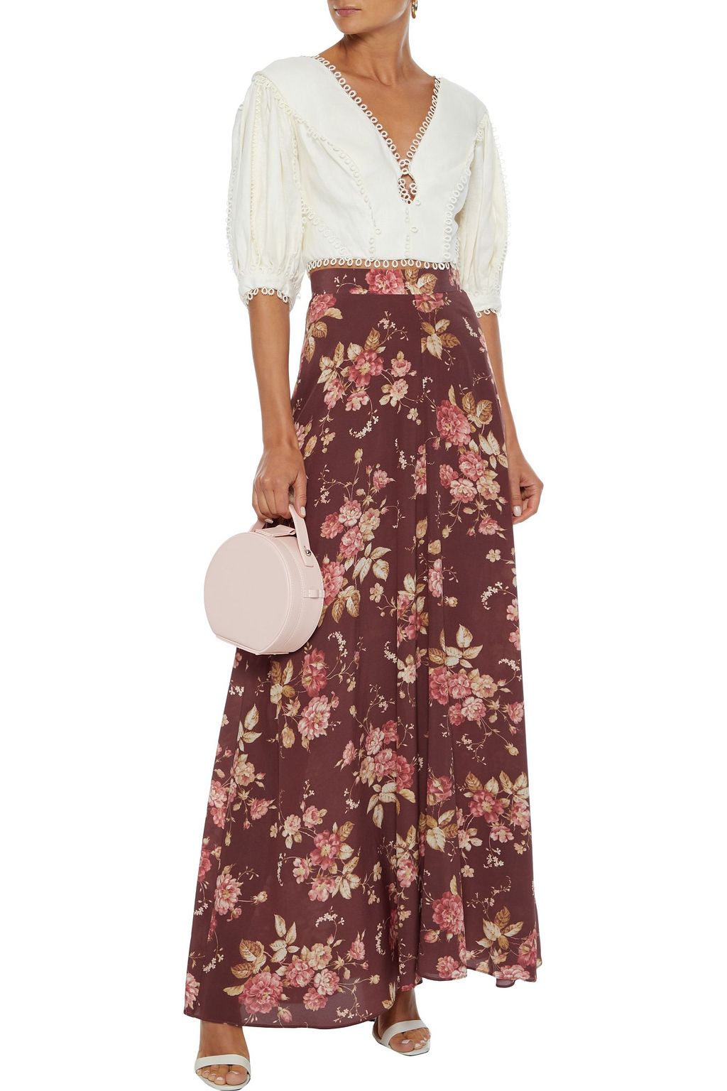 ZIMMERMANN Unbridled Basque floral-print stretch-silk maxi skirt
