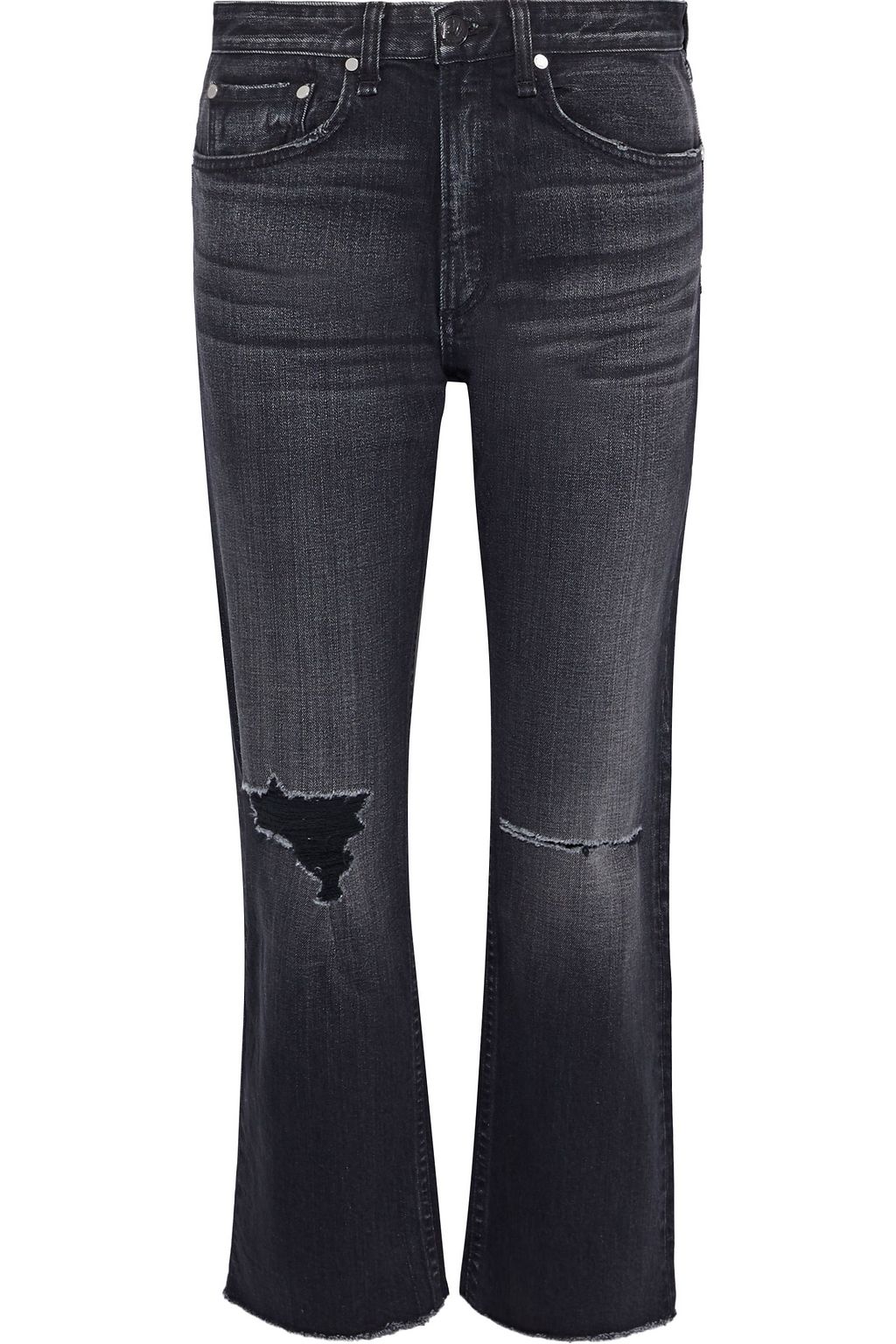 RAG & BONE Maya cropped distressed high-rise straight-leg jeans | THE ...