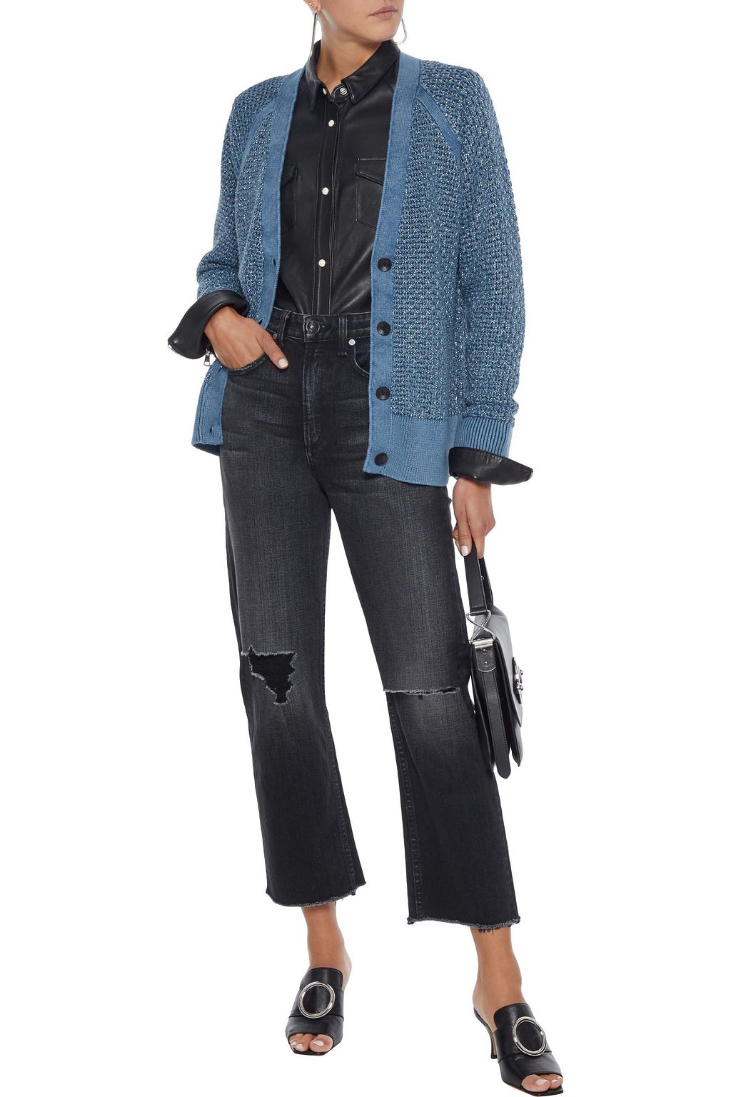 RAG & BONE Maya cropped distressed high-rise straight-leg jeans