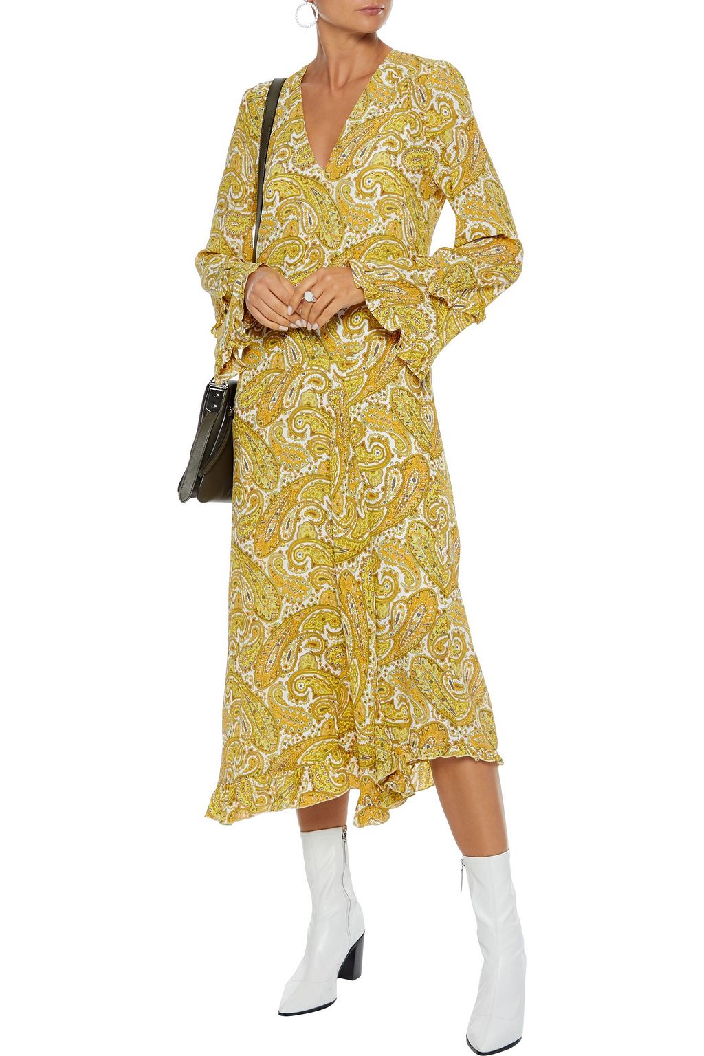 BAUM UND PFERDGARTEN Ameli ruffle-trimmed printed crepe midi dress