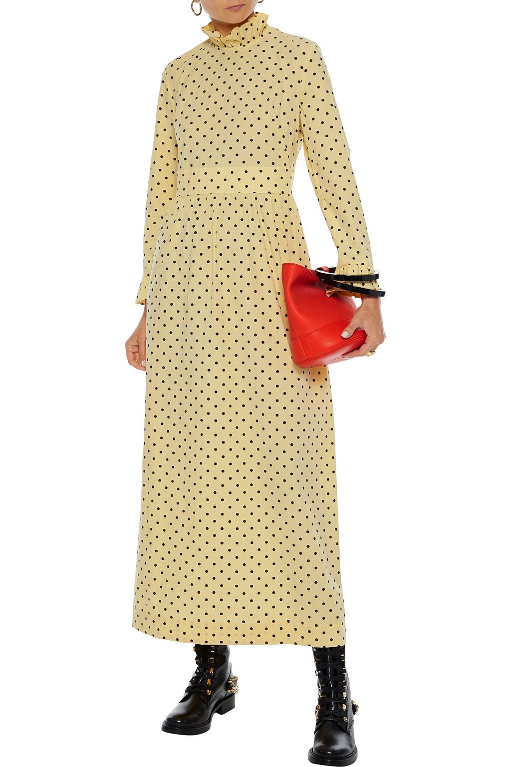 BAUM UND PFERDGARTEN Alitha ruffle-trimmed printed cotton-blend maxi dress