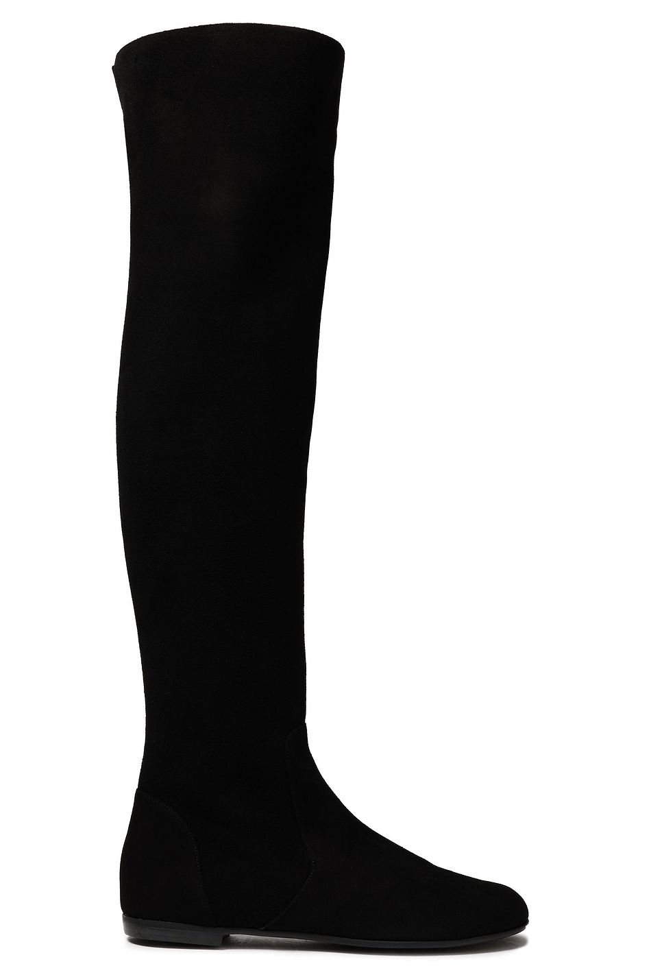 over the knee boots black suede flat