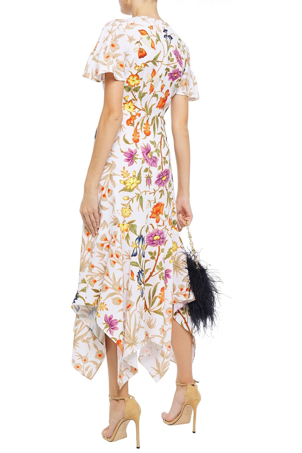 PETER PILOTTO Asymmetric floral-print cloqué midi dress
