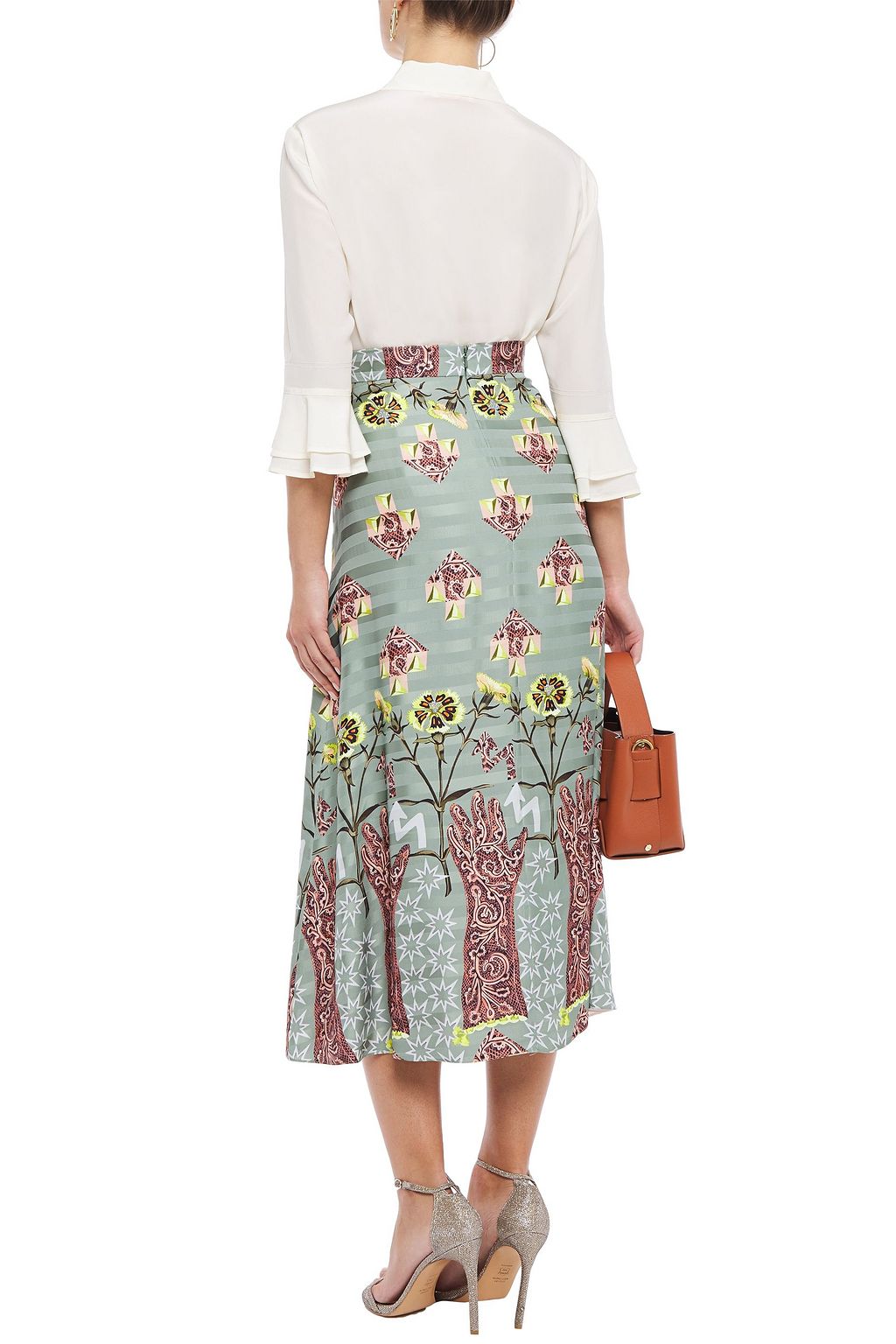TEMPERLEY LONDON Satin-jacquard midi skirt