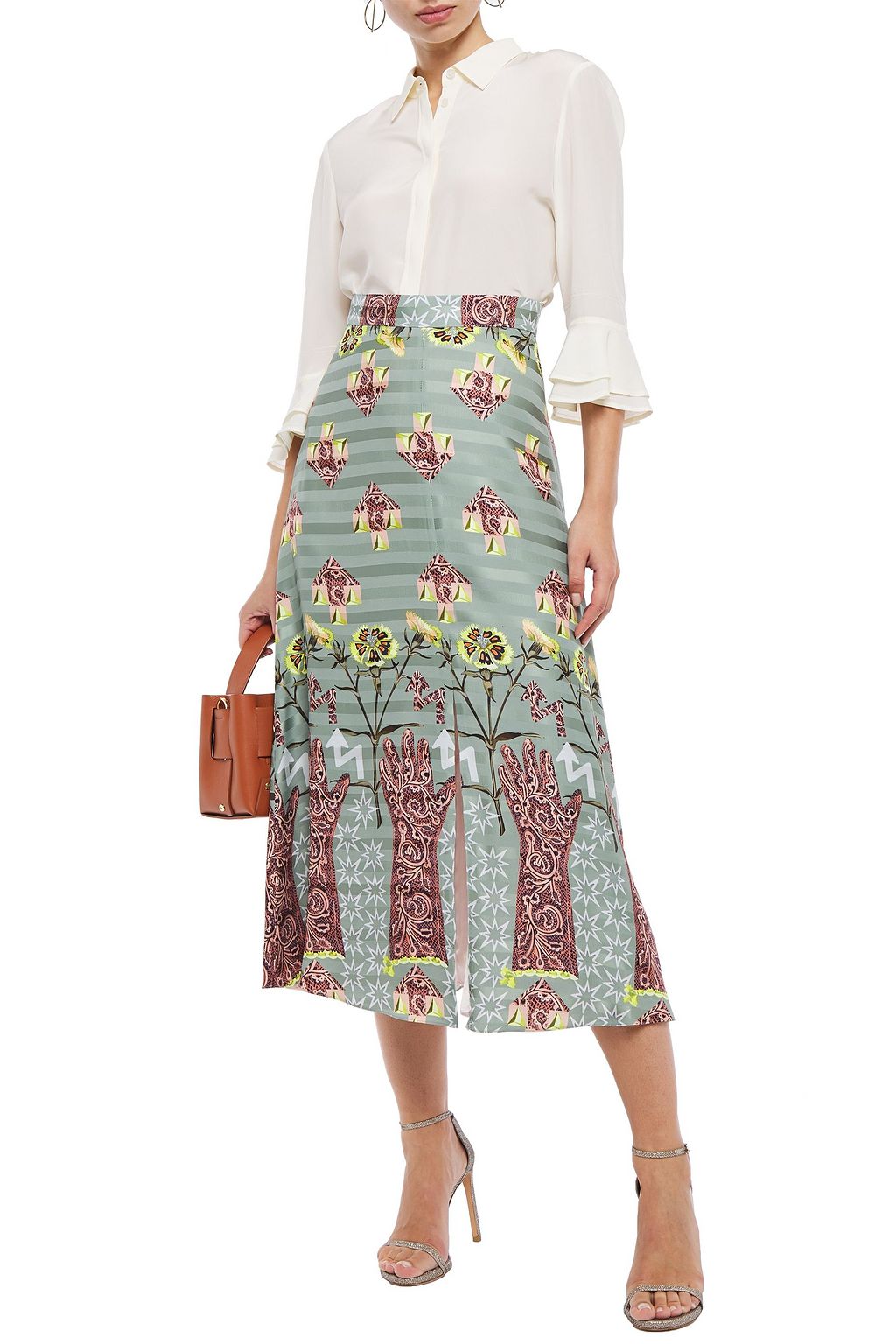 TEMPERLEY LONDON Satin-jacquard midi skirt
