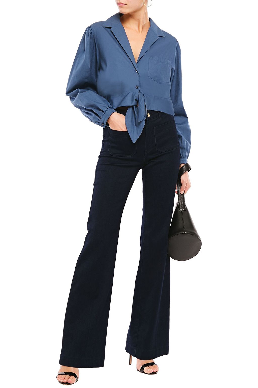 TEMPERLEY LONDON Cropped knotted cotton-poplin shirt