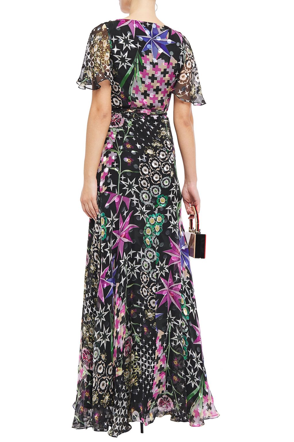 TEMPERLEY LONDON فستان ملتفّ من مزيج الحرير مخيط بأسلوب فيل كوبيه ومطبّع برسومات