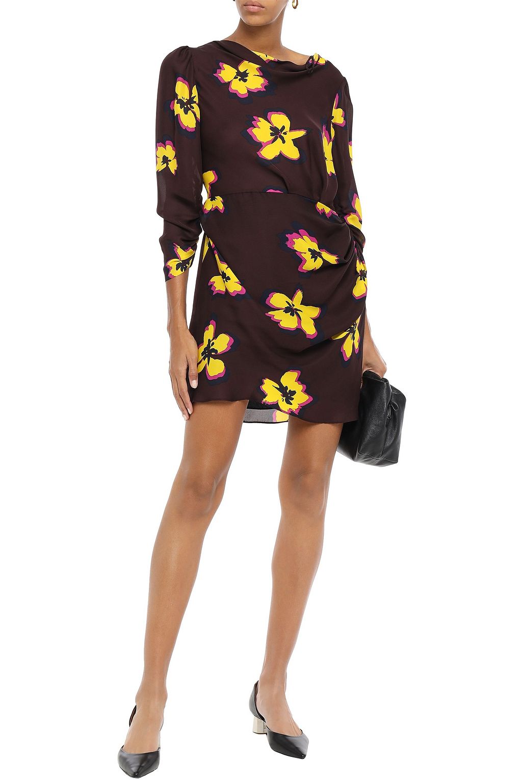 A.L.C. Draped floral-print silk-crepe mini dress
