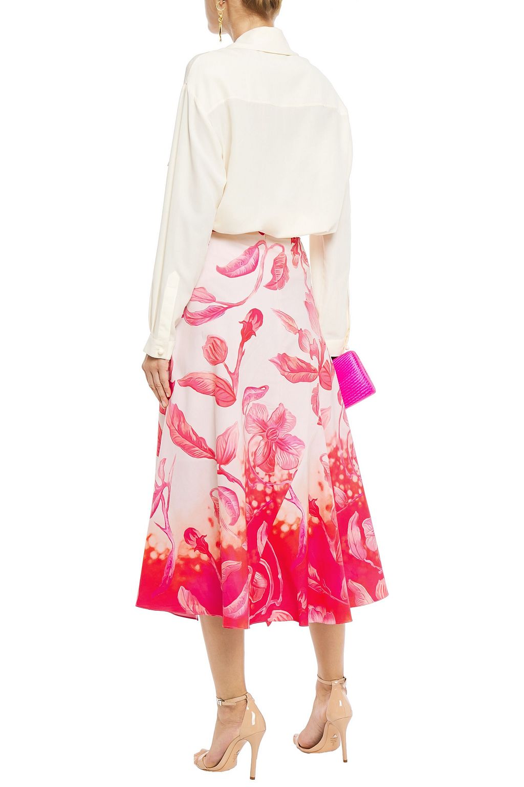 PETER PILOTTO Asymmetric floral-print cotton-poplin midi skirt