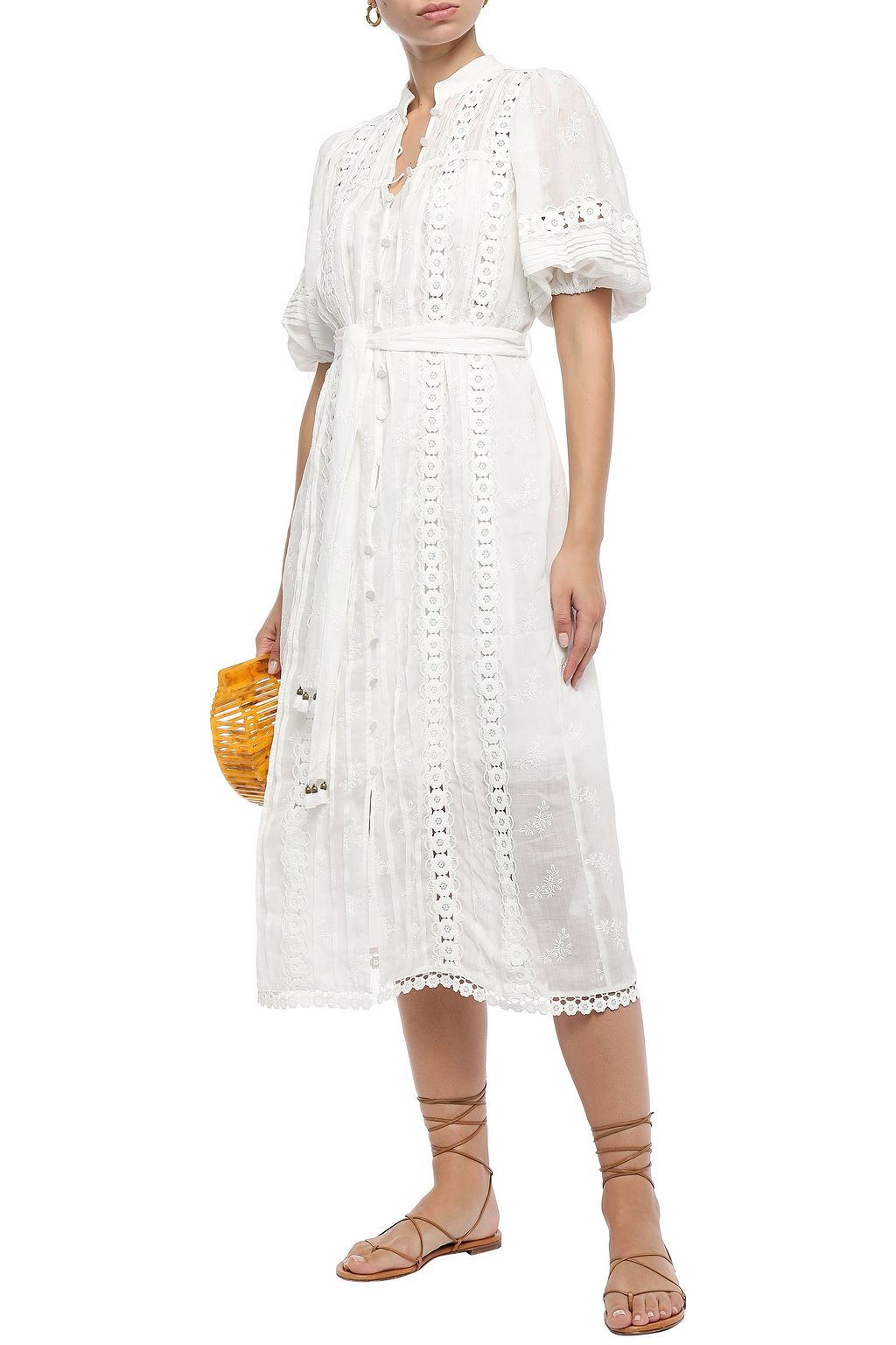 ZIMMERMANN Castile Flower crochet-trimmed embroidered voile midi dress