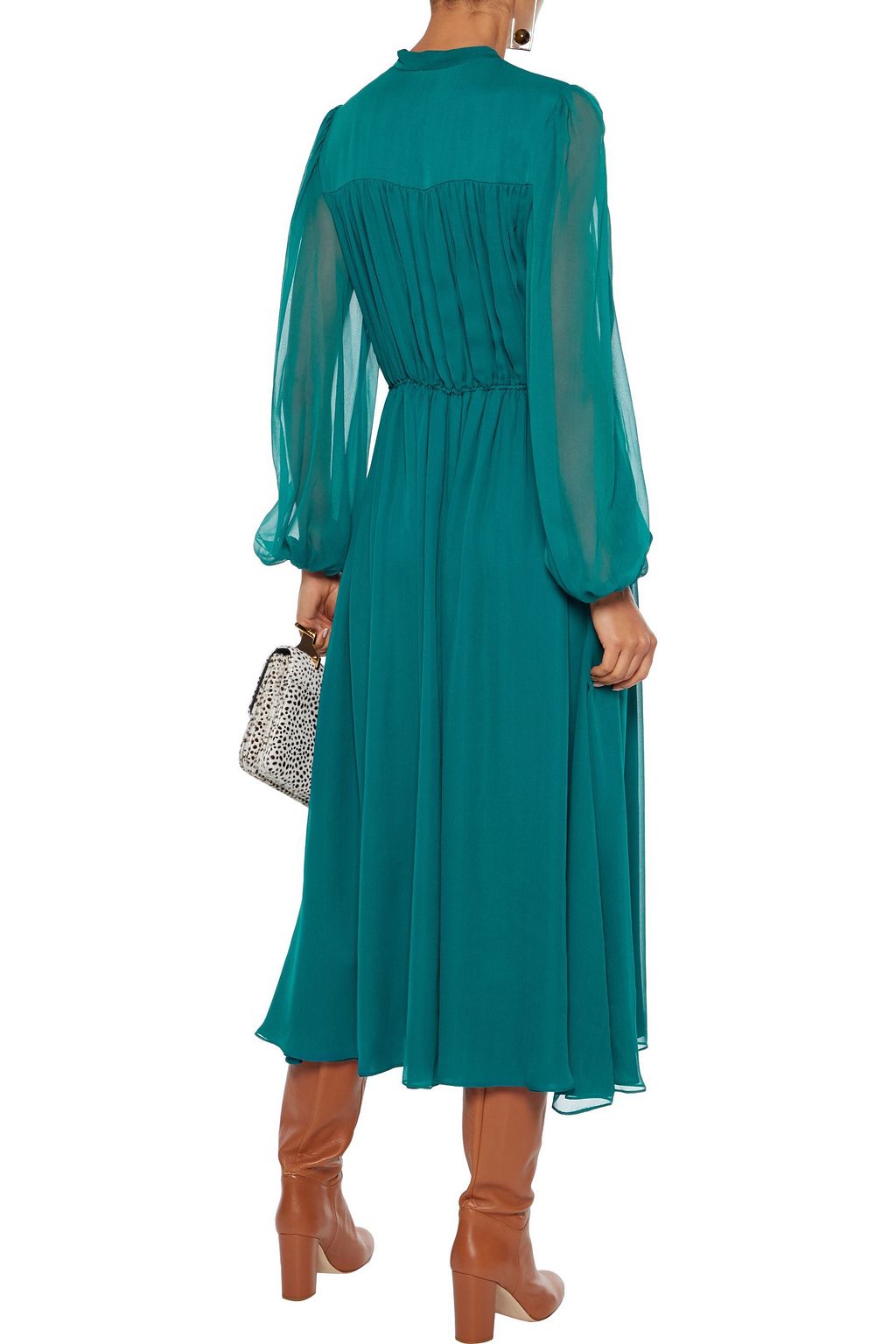 ADAM LIPPES Gathered silk-chiffon midi dress