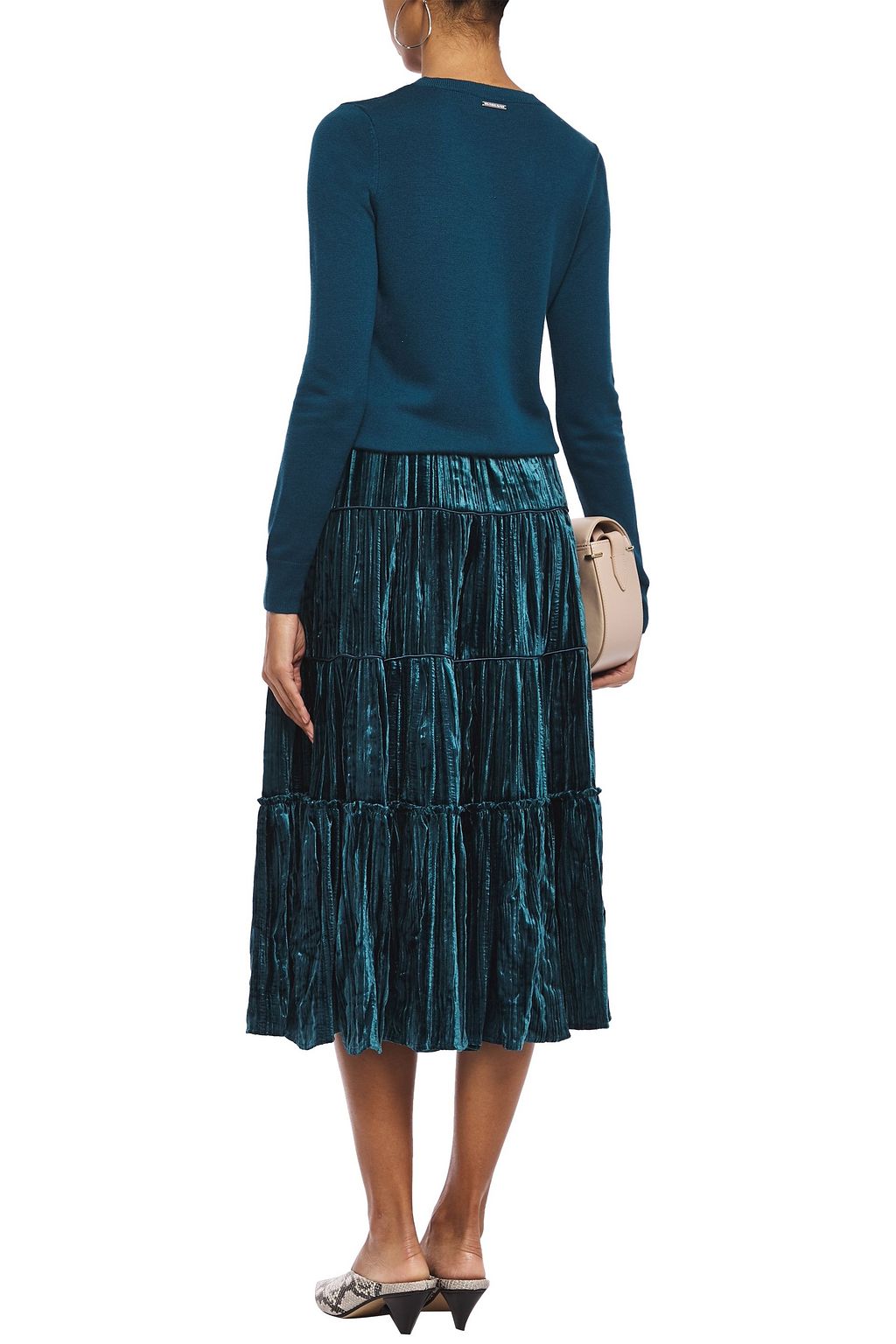 MICHAEL MICHAEL KORS Plissé-velvet midi skirt