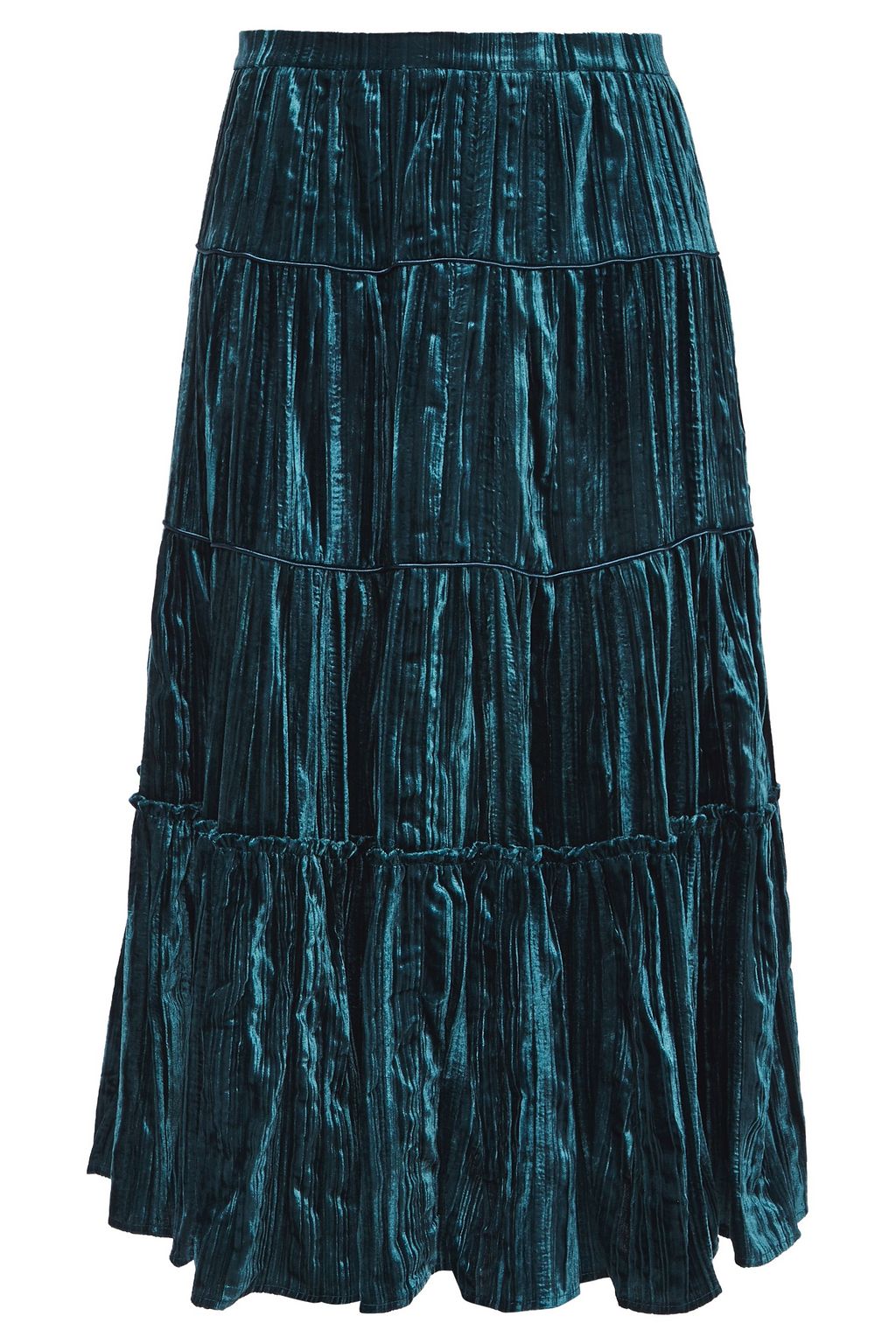 Teal Plissé-velvet midi skirt | Sale up 