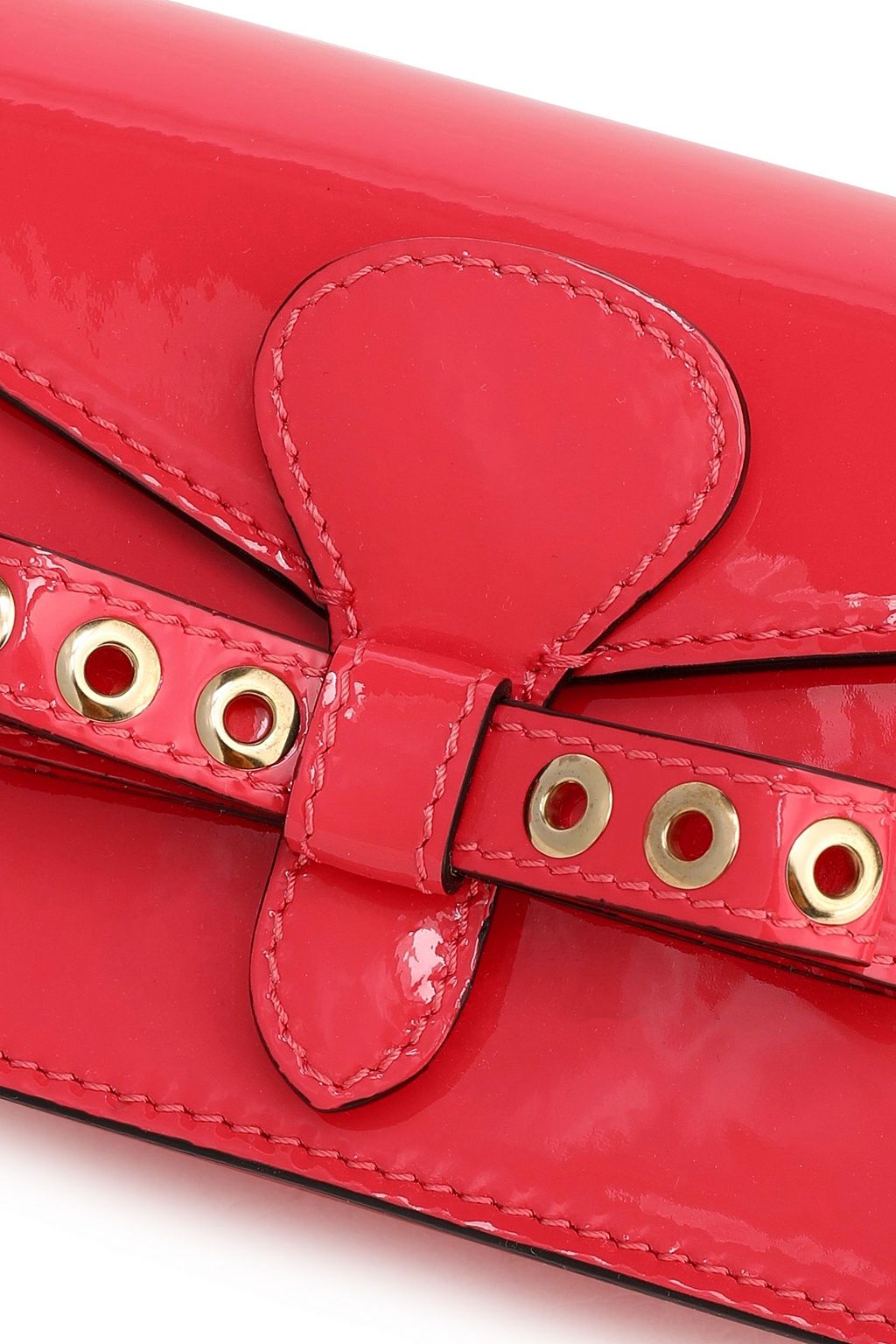 RED(V) Eyelet-embellished patent-leather clutch