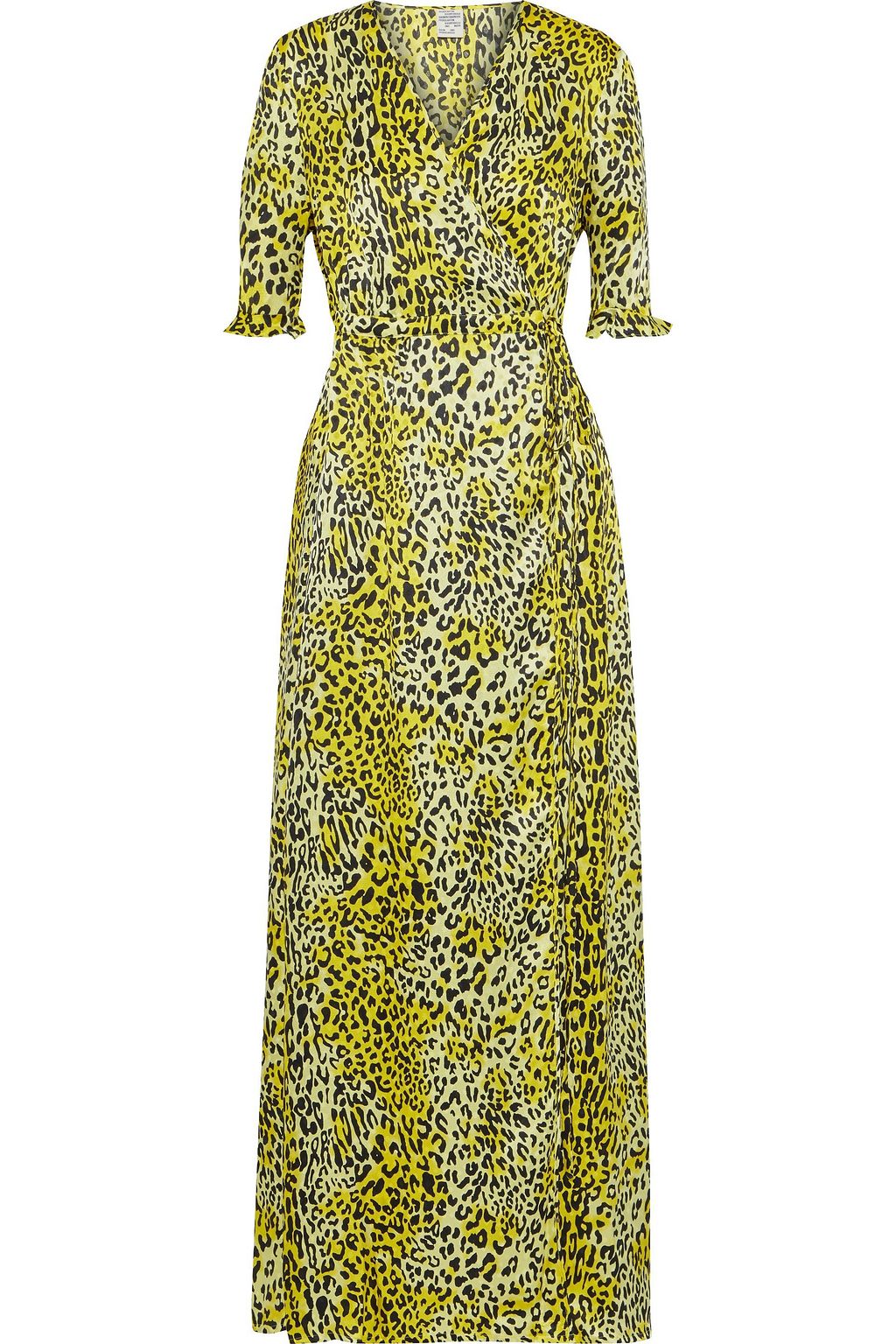 yellow leopard print maxi dress