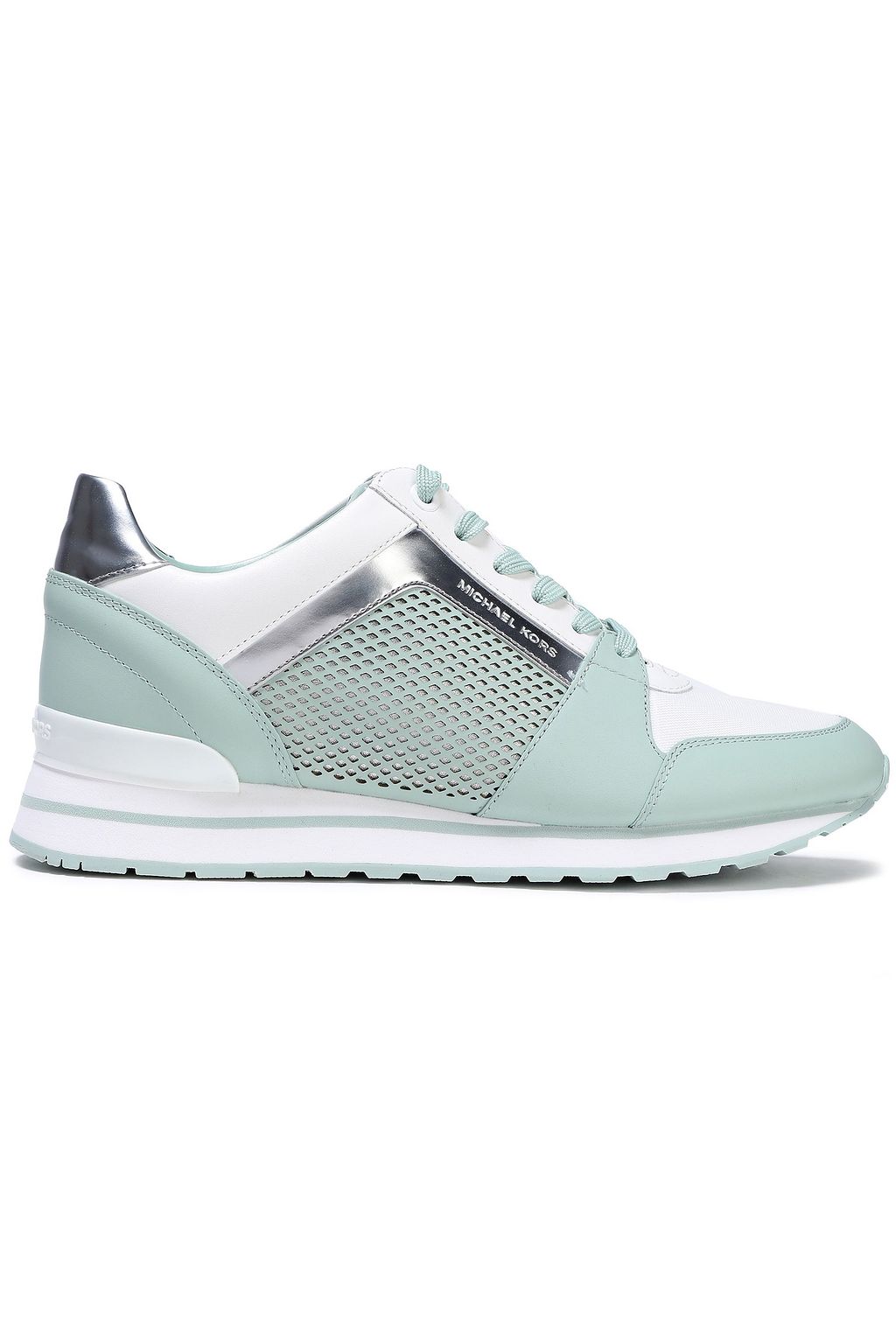 Mint Billie laser-cut metallic-trimmed 