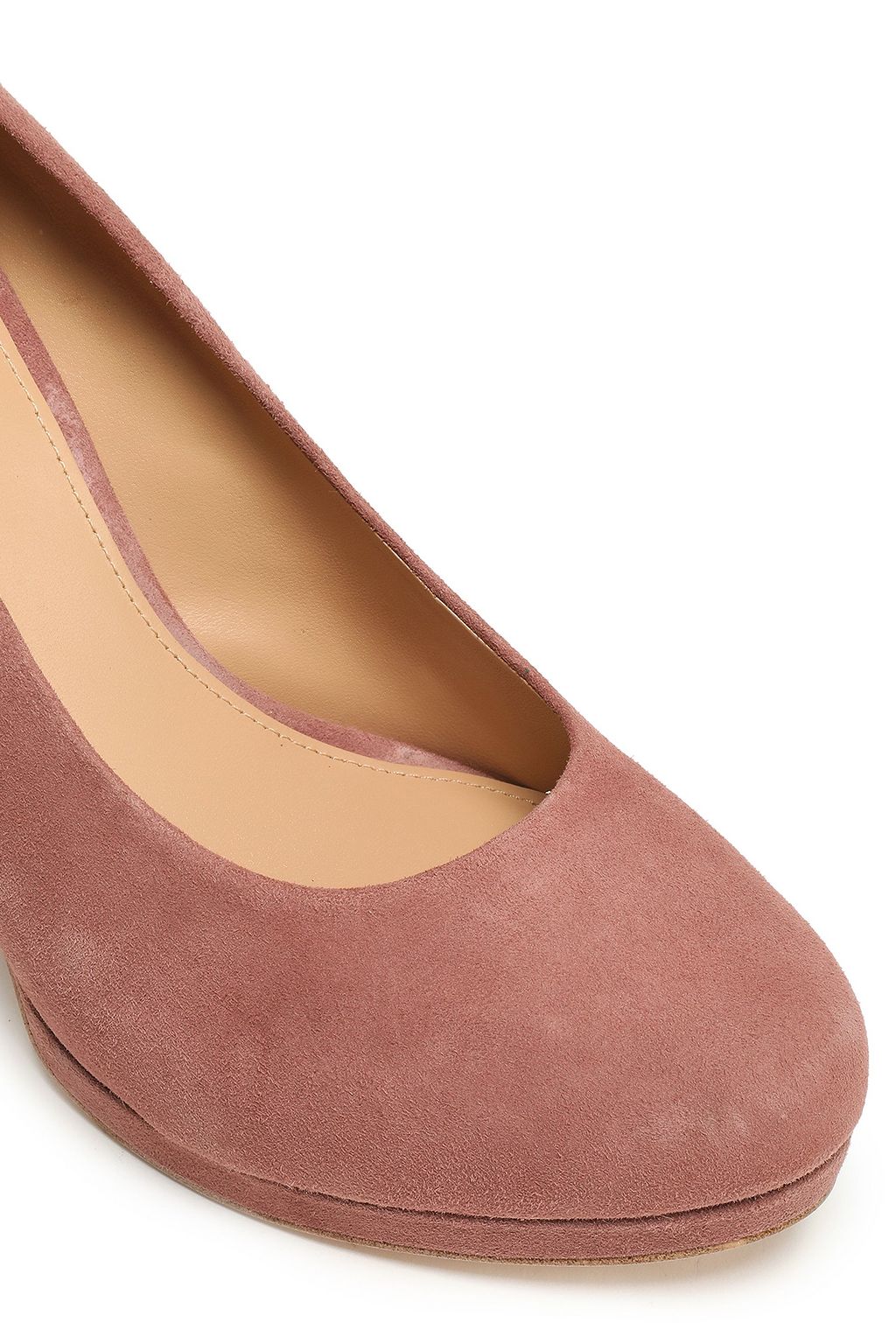 MICHAEL MICHAEL KORS Gold tone-trimmed suede platform pumps