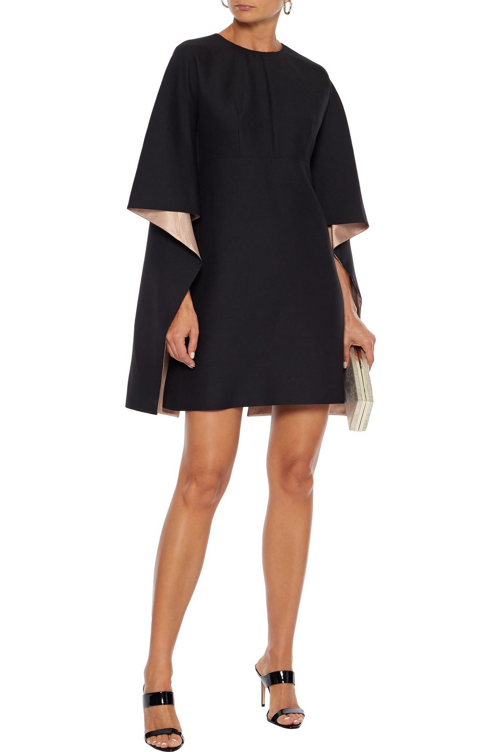 VALENTINO GARAVANI Cape-effect wool and silk-blend cady mini dress