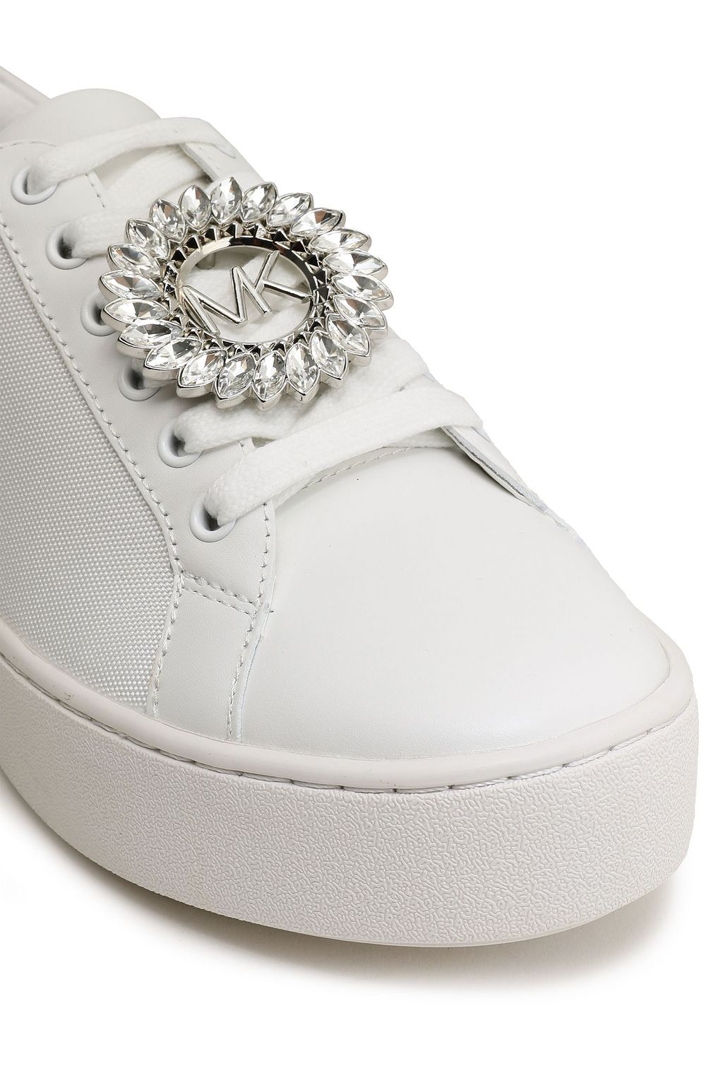 MICHAEL MICHAEL KORS Poppy embellished leather and canvas-paneled sneakers