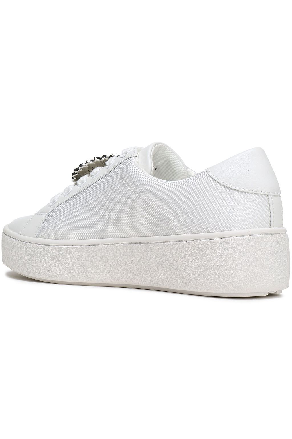 MICHAEL MICHAEL KORS Poppy embellished leather and canvas-paneled sneakers