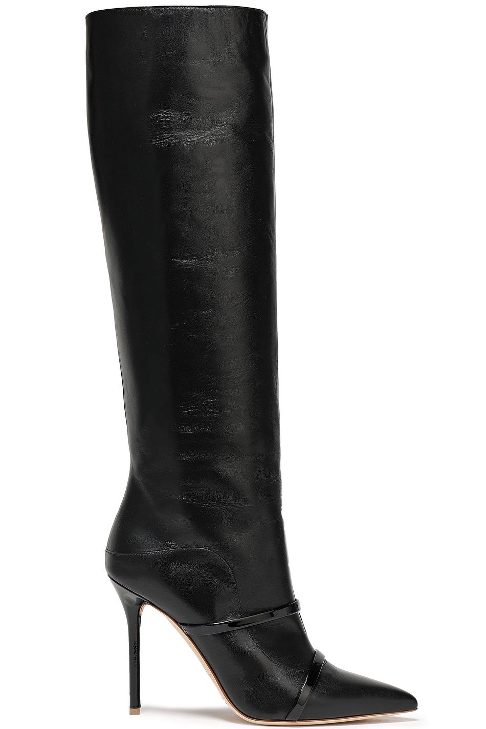 black patent knee boots