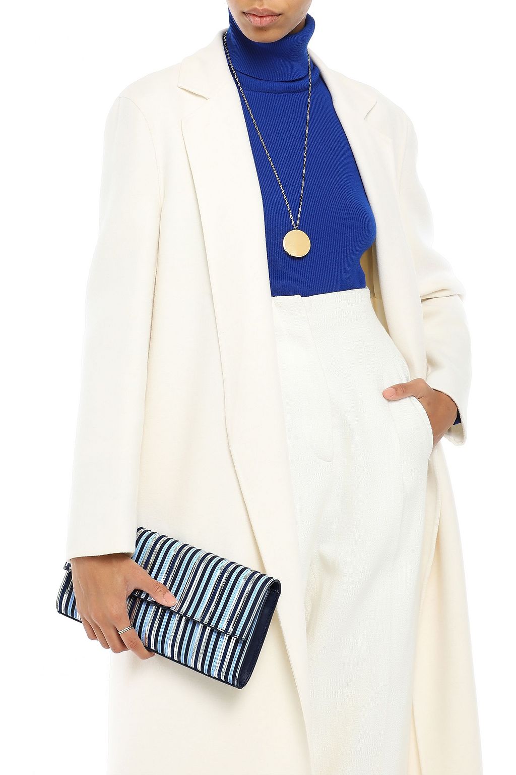 DIANE VON FURSTENBERG Striped suede clutch