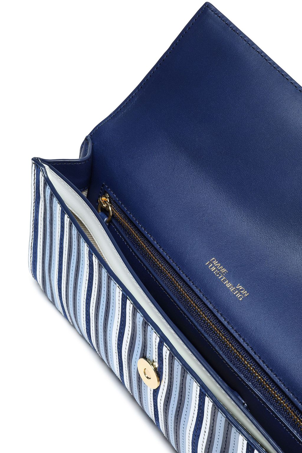 DIANE VON FURSTENBERG Striped suede clutch