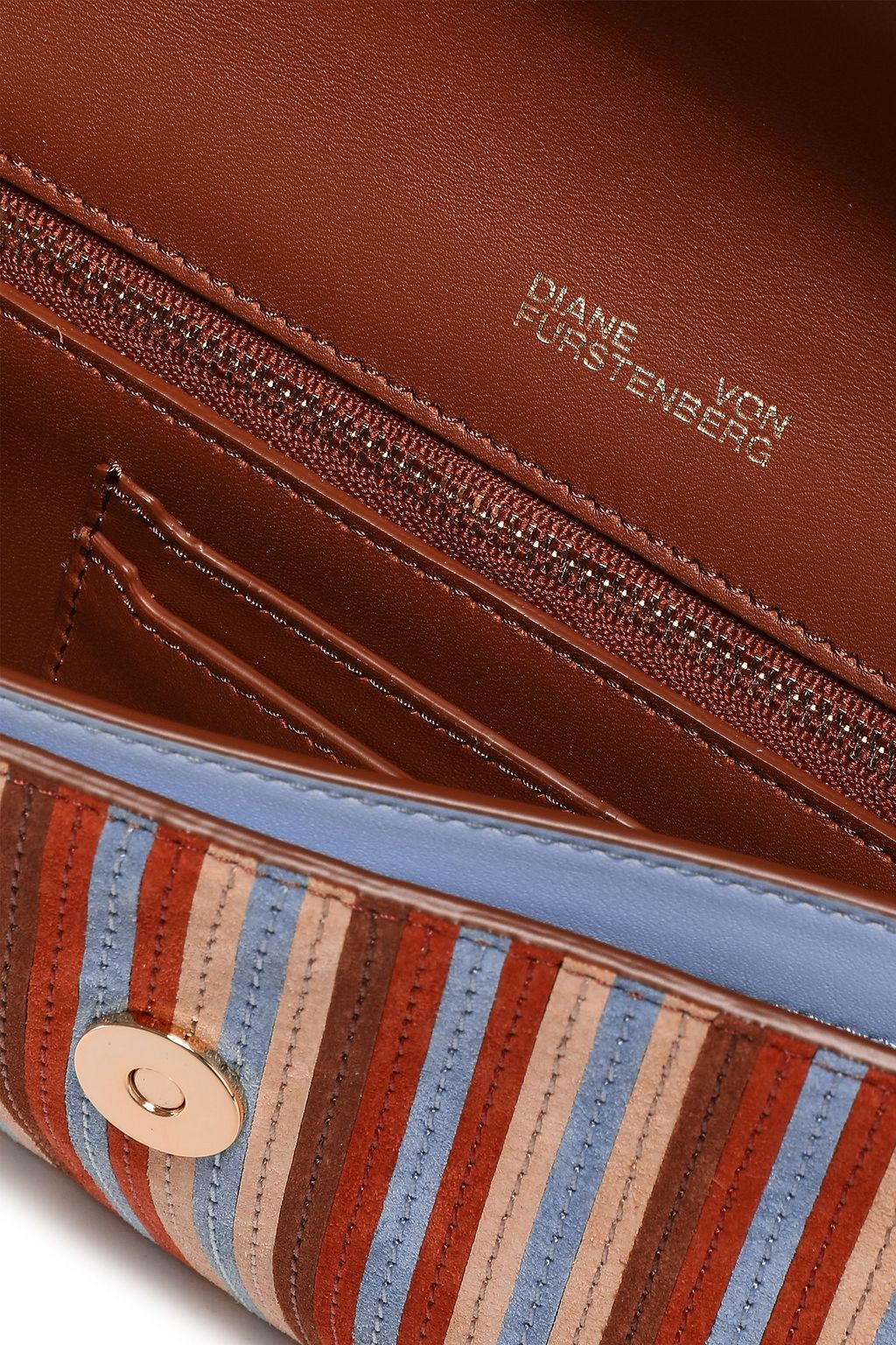 DIANE VON FURSTENBERG Striped suede clutch
