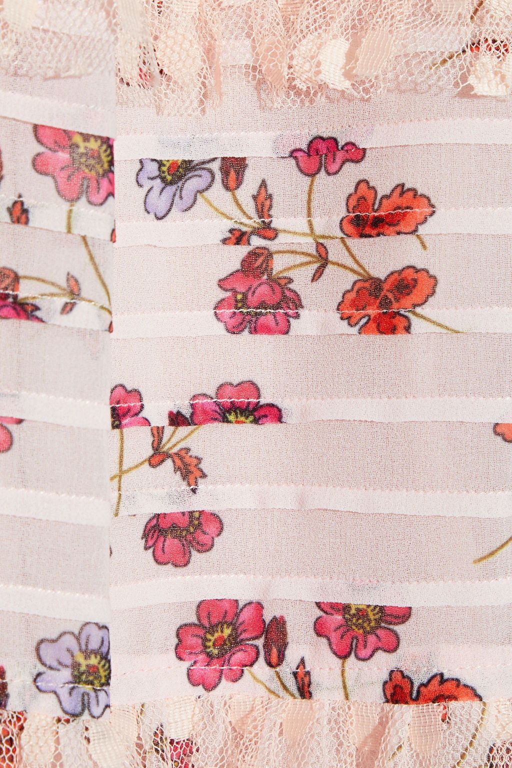 GIAMBA Point d'esprit-trimmed floral-print georgette maxi dress