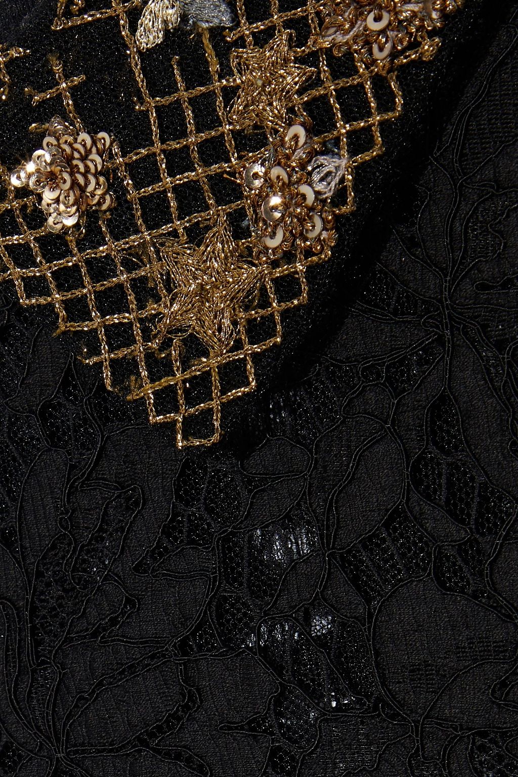 VALENTINO GARAVANI Embellished cotton-blend corded lace mini dress