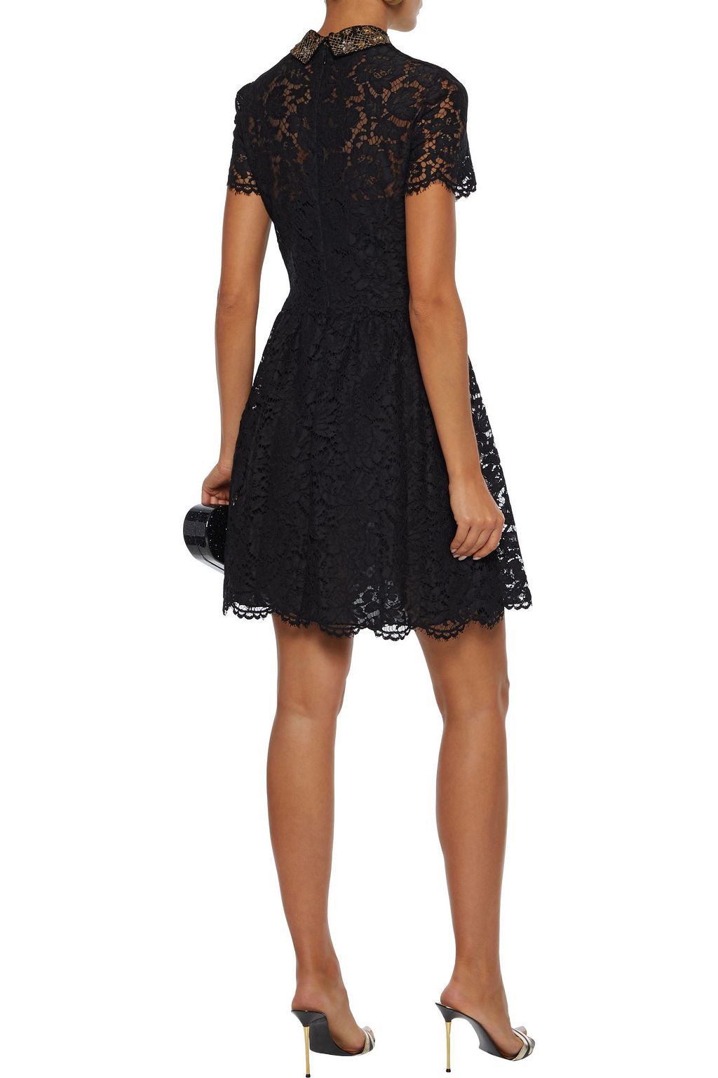 VALENTINO GARAVANI Embellished cotton-blend corded lace mini dress