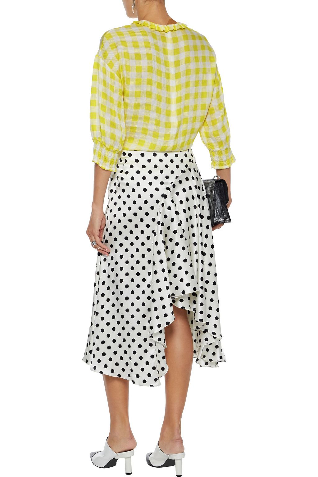 BAUM UND PFERDGARTEN Jetstream ruffle-trimmed hammered-satin blouse