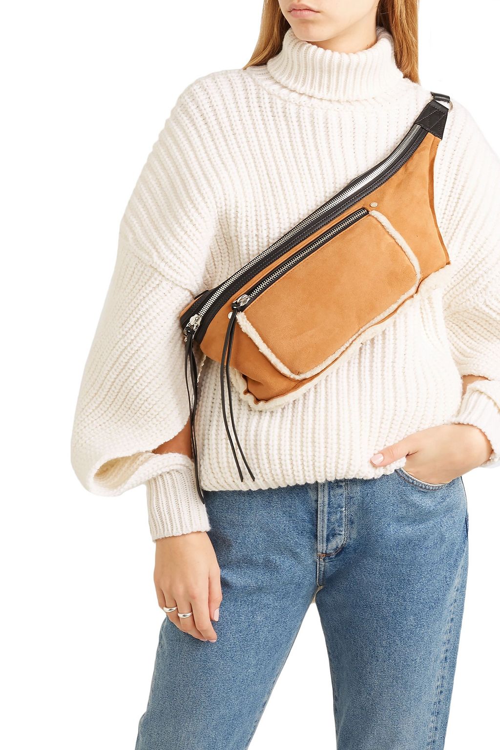 RAG & BONE Large Elliot shearling-trimmed suede belt bag