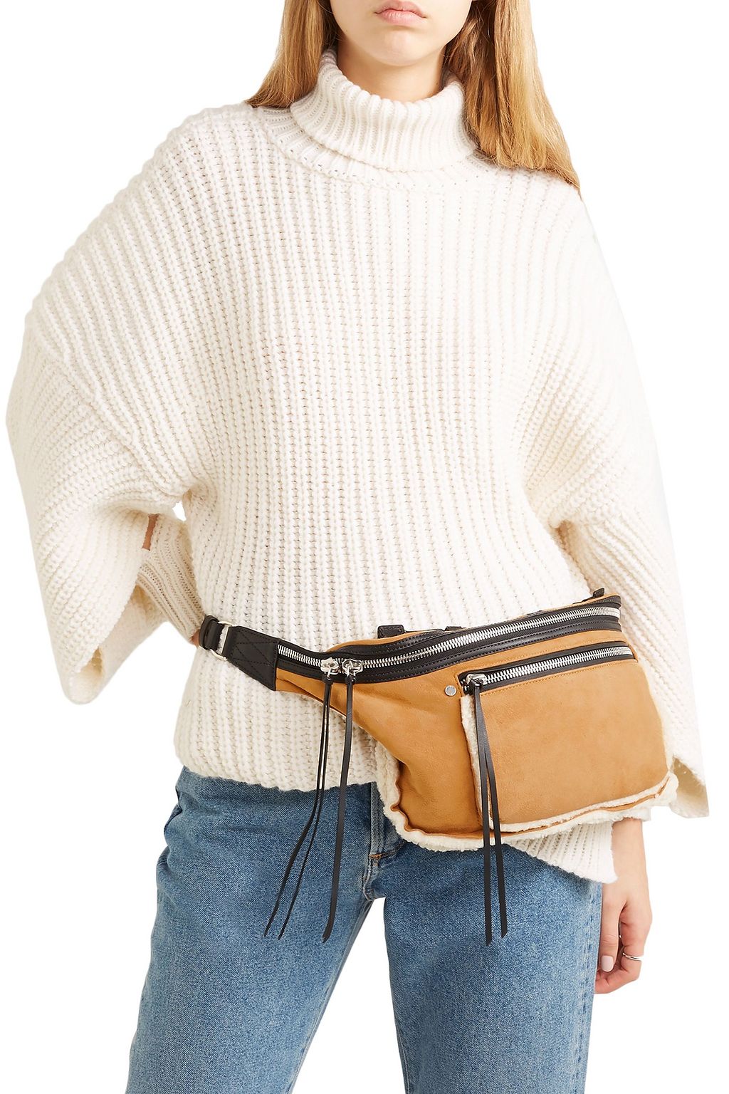 RAG & BONE Large Elliot shearling-trimmed suede belt bag