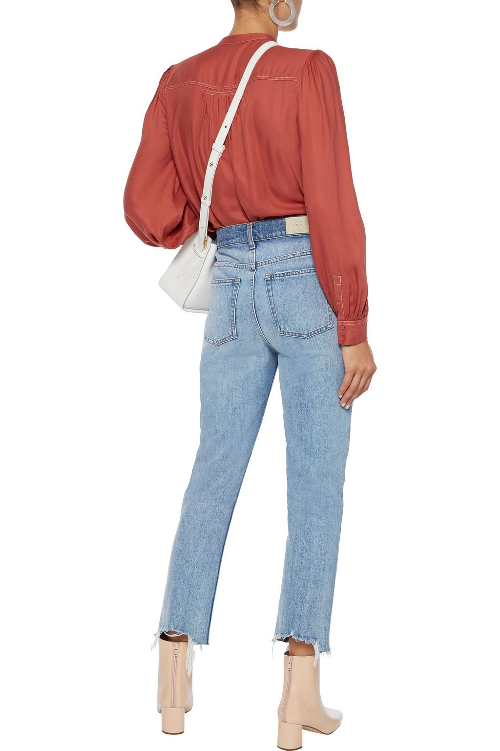 JOIE Saiyuri topstitched twill top