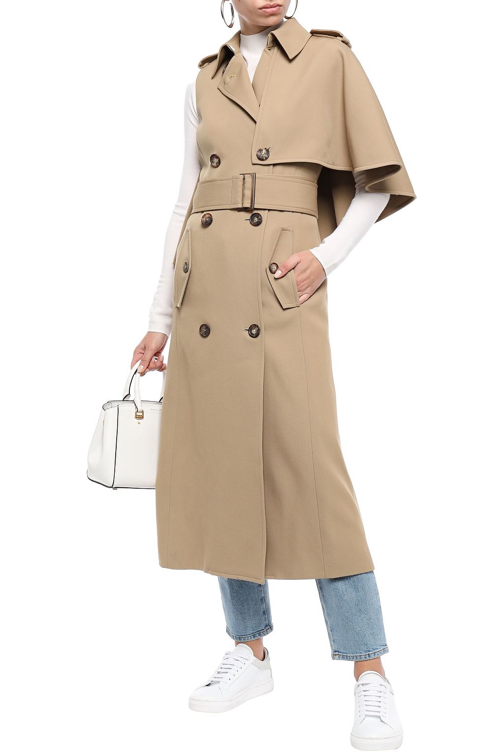 MICHAEL KORS COLLECTION Cape-effect wool-twill trench coat