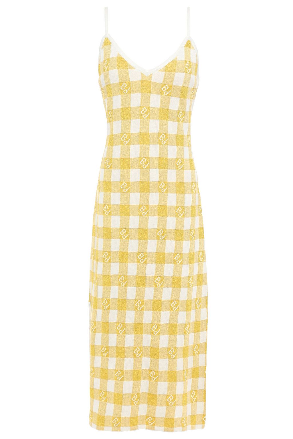 yellow gingham midi dress