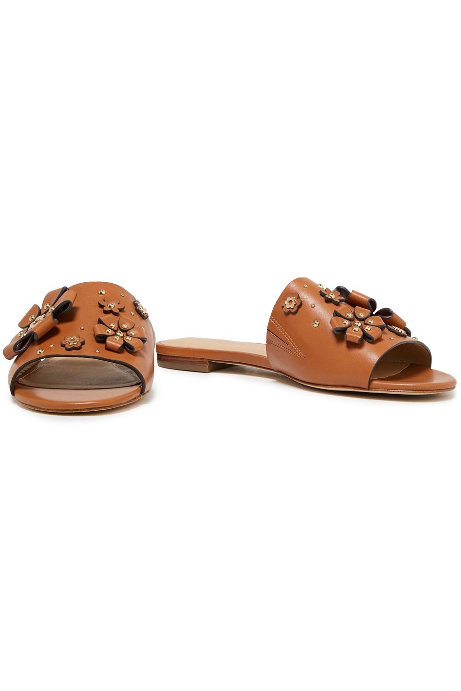 tara floral embellished leather slide