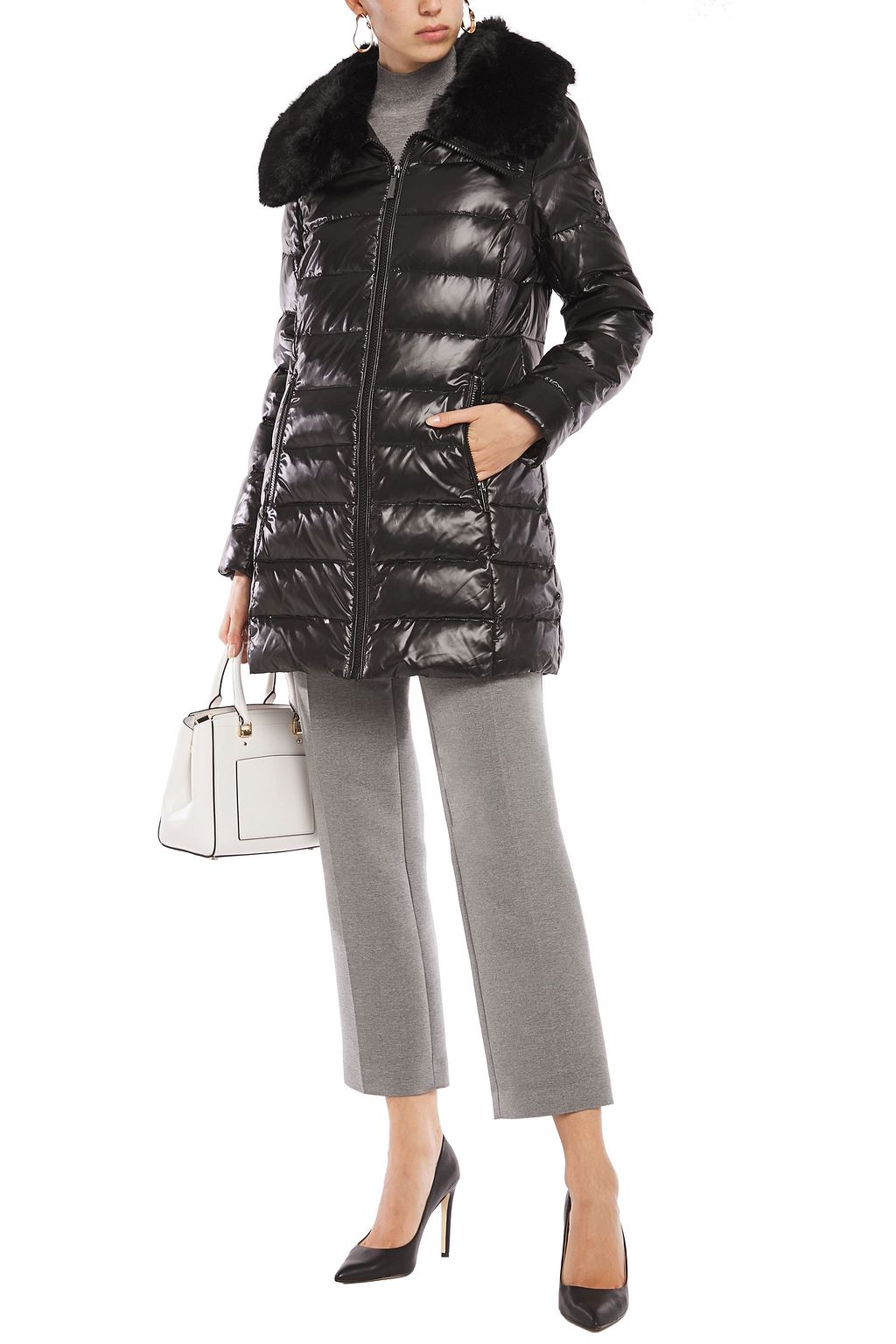 MICHAEL MICHAEL KORS Faux fur-trimmed quilted shell down jacket