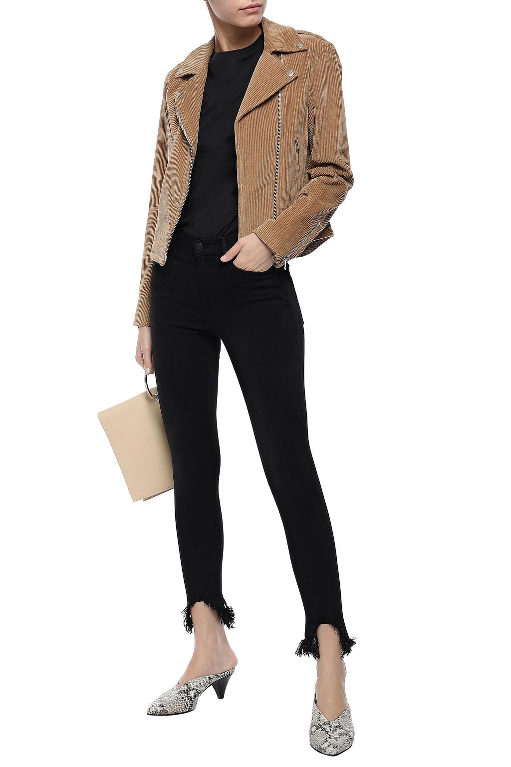 FRAME Frayed mid-rise skinny jeans
