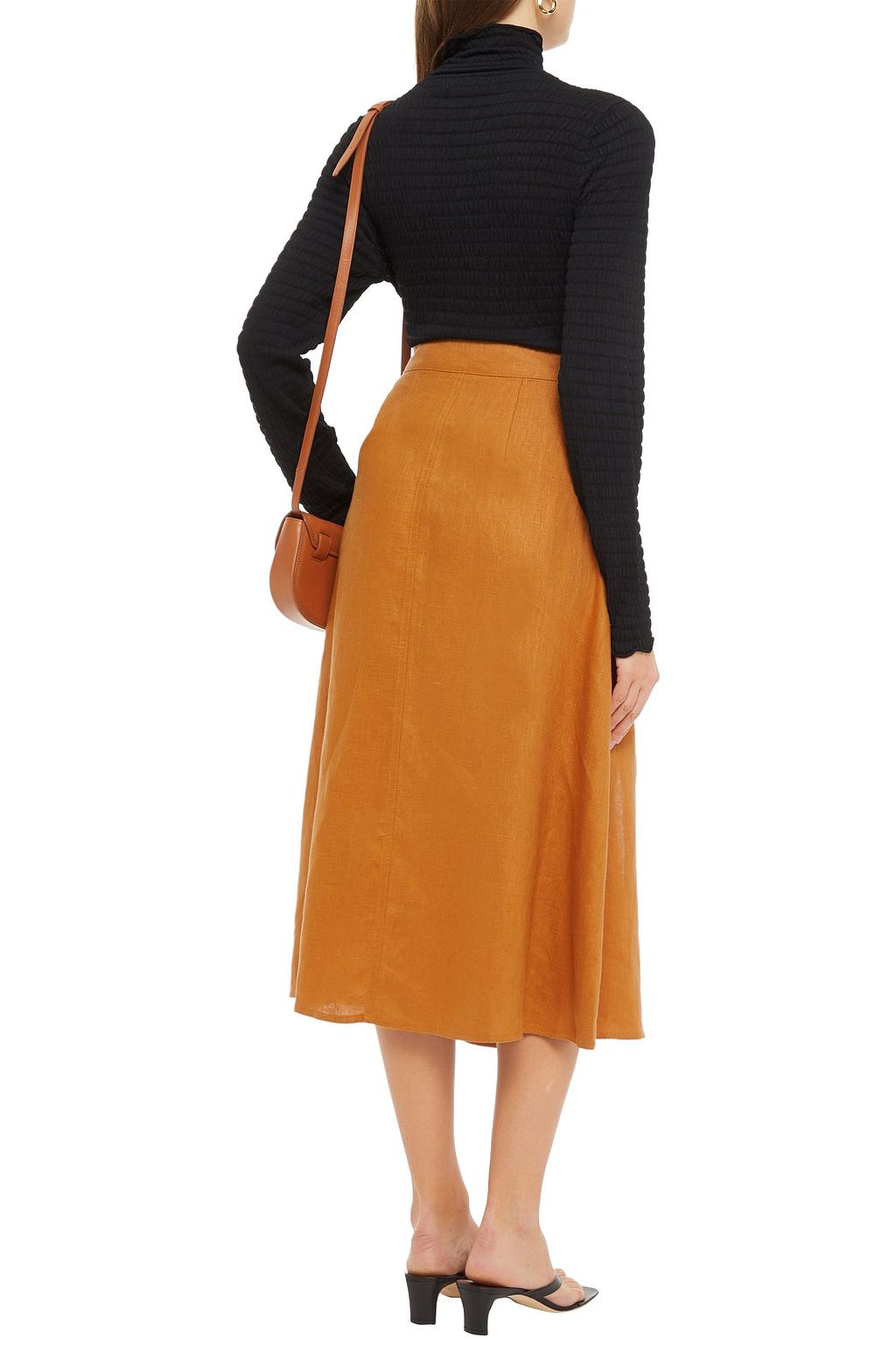 NICHOLAS Linen midi skirt