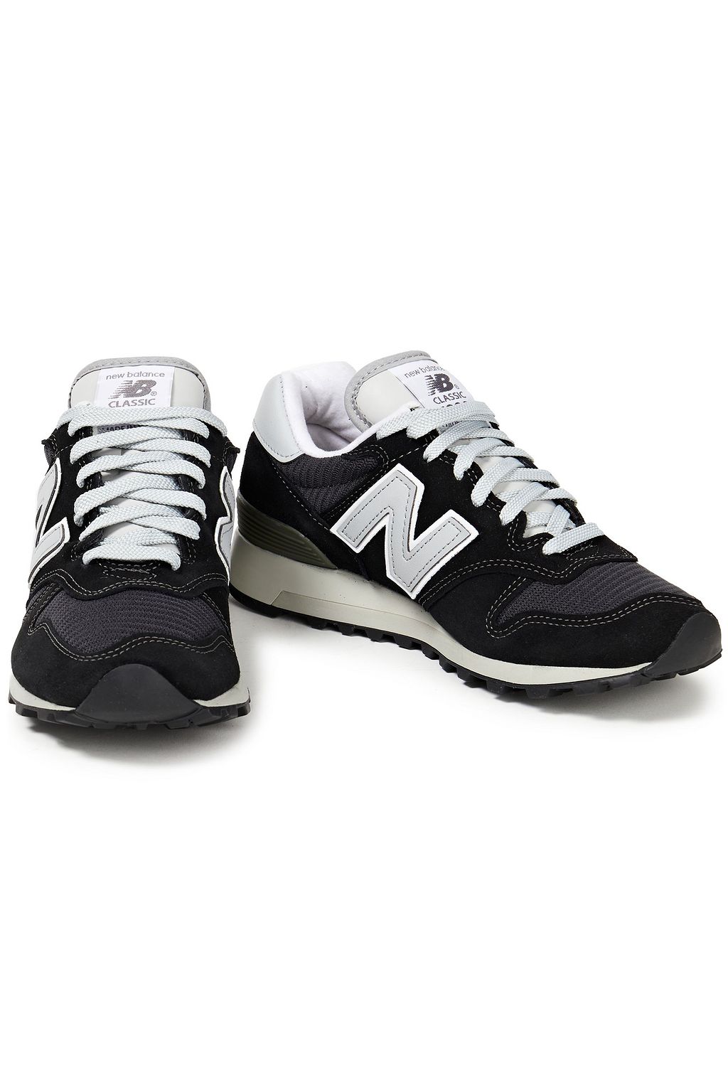 NEW BALANCE Leather-trimmed suede and mesh sneakers
