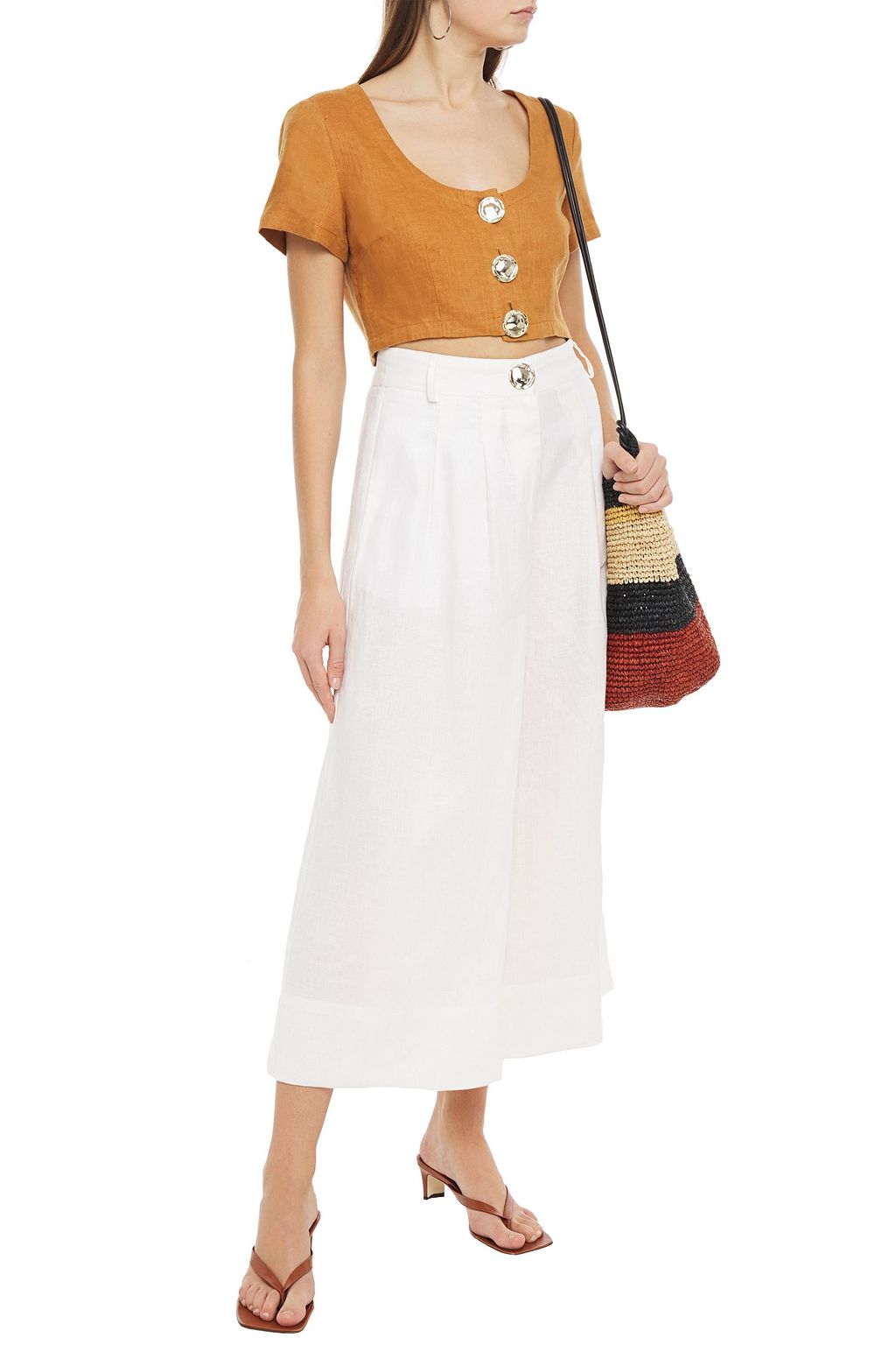 NICHOLAS Cropped linen top